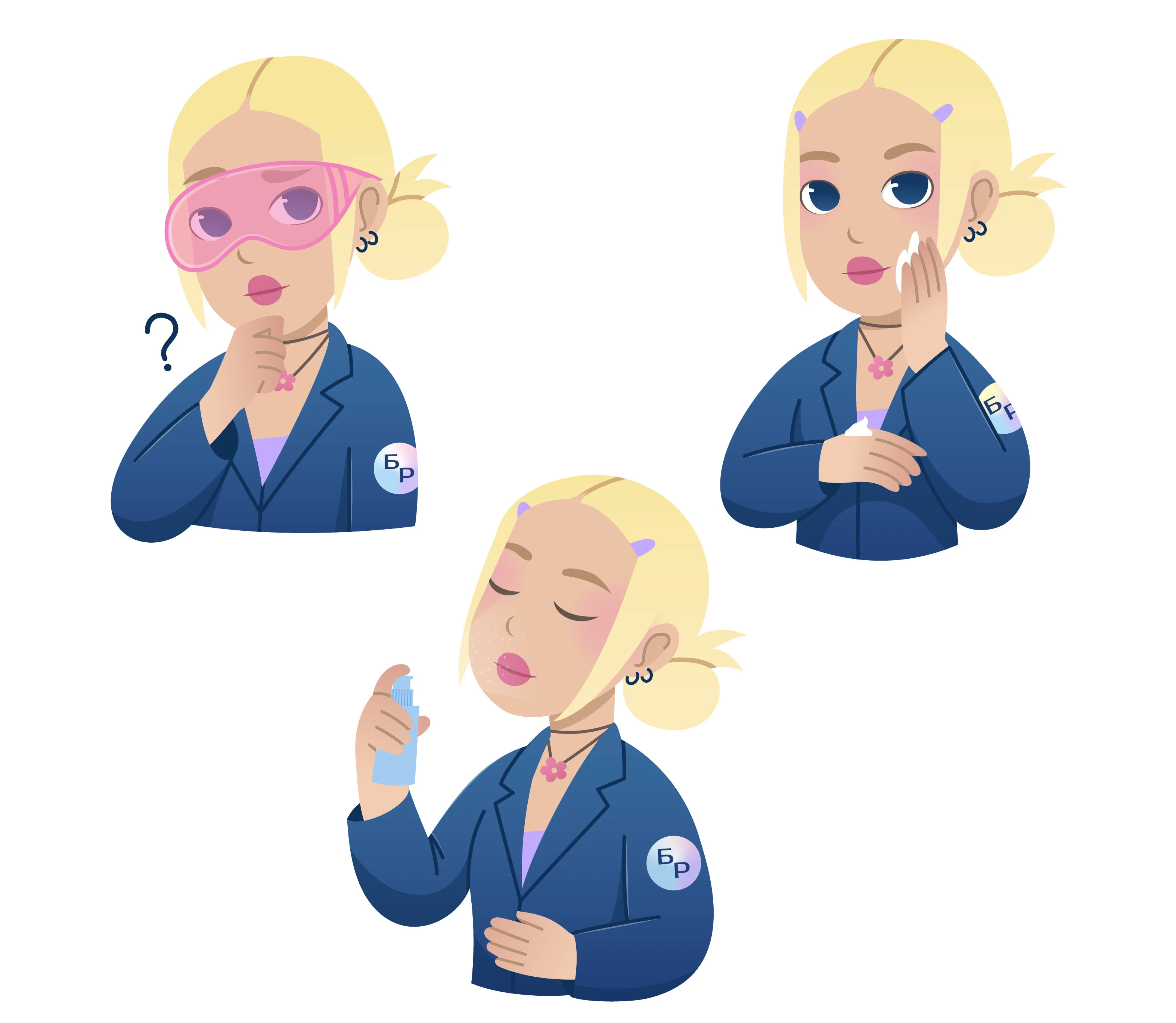 Скинтистка - маскот для Телеграм канала о красоте и уходе — Изображение №11 — Брендинг, Иллюстрация на Dprofile