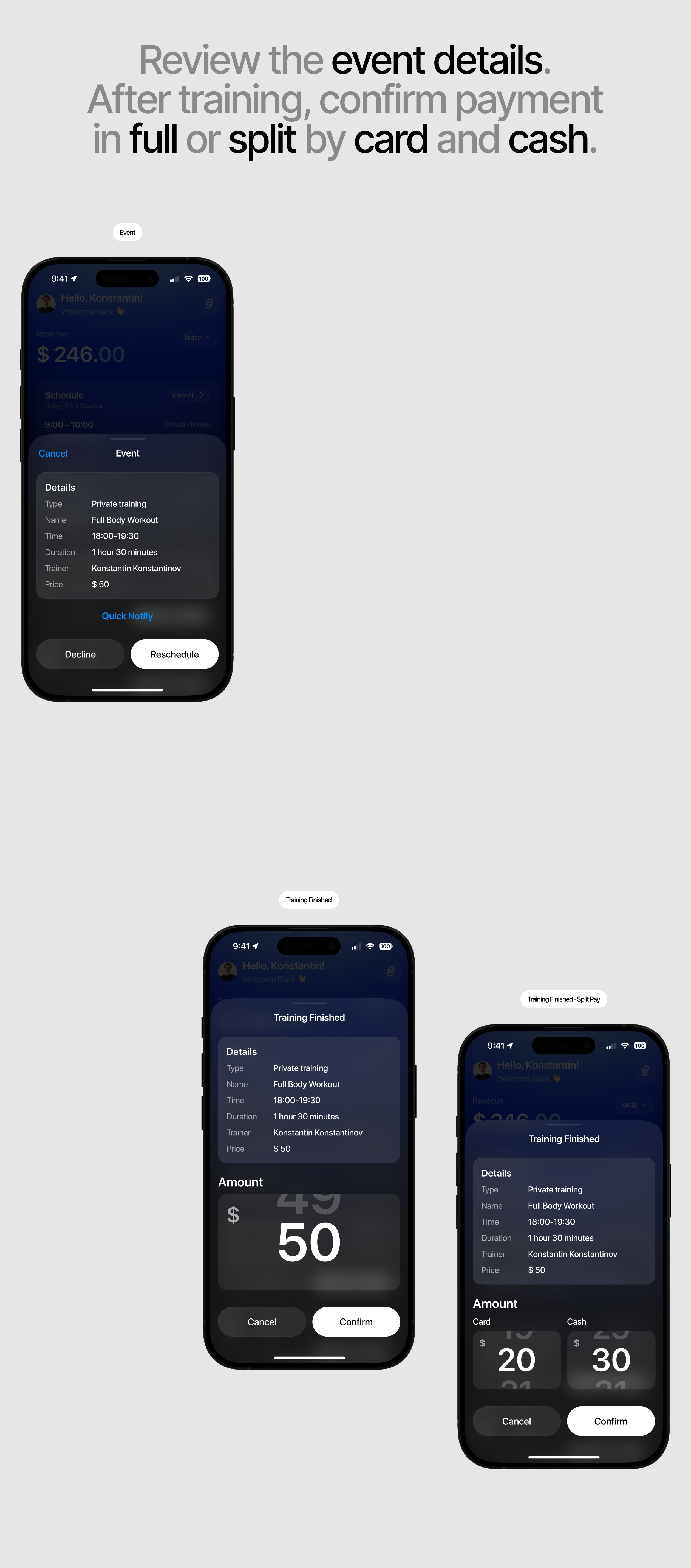 Fitness Coach Management — Mobile App & UI/UX Design — Изображение №11 — Интерфейсы на Dprofile