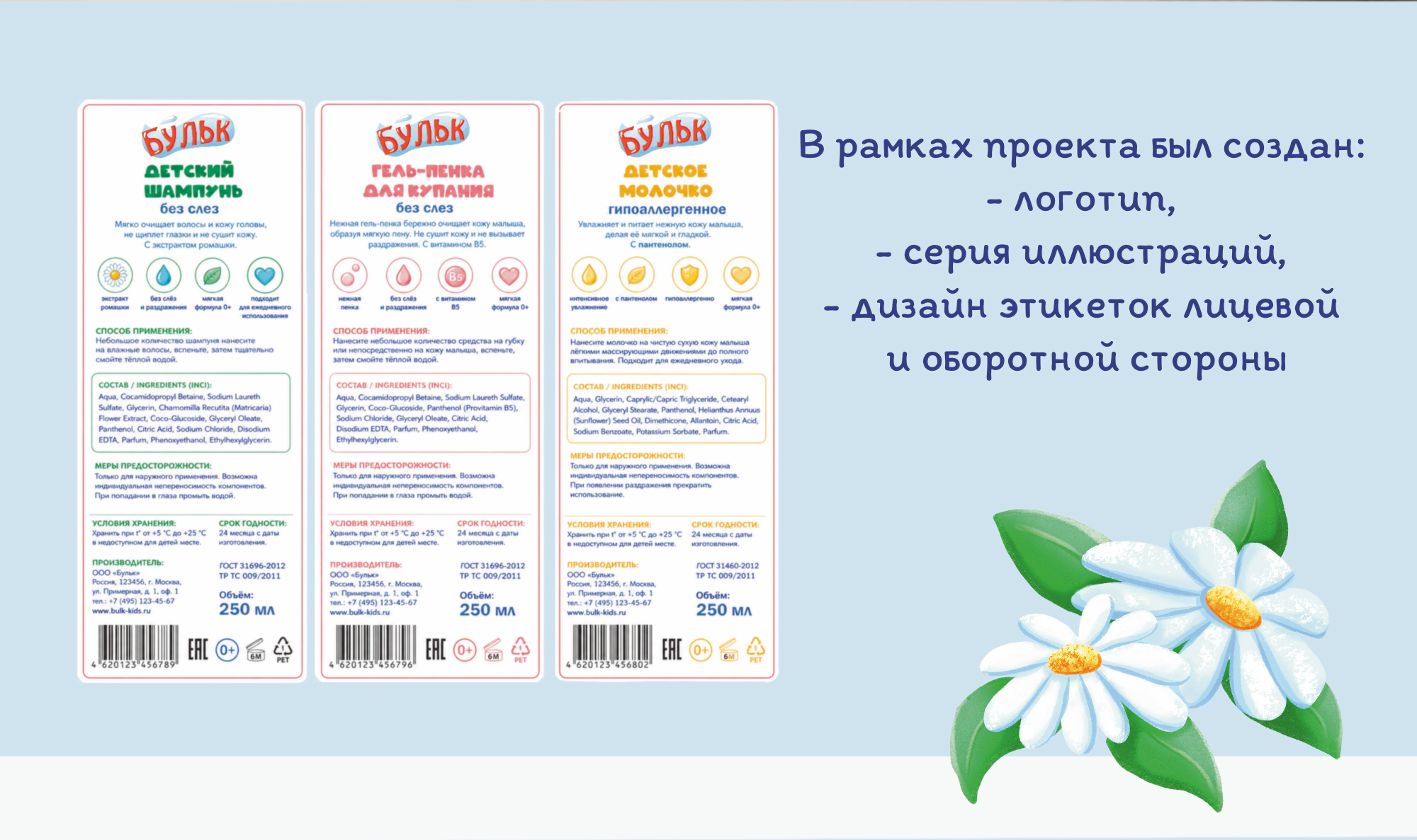 "Бульк" - Брендинг и дизайн упаковки детской косметики 0+ — Изображение №4 — Брендинг, Иллюстрация на Dprofile