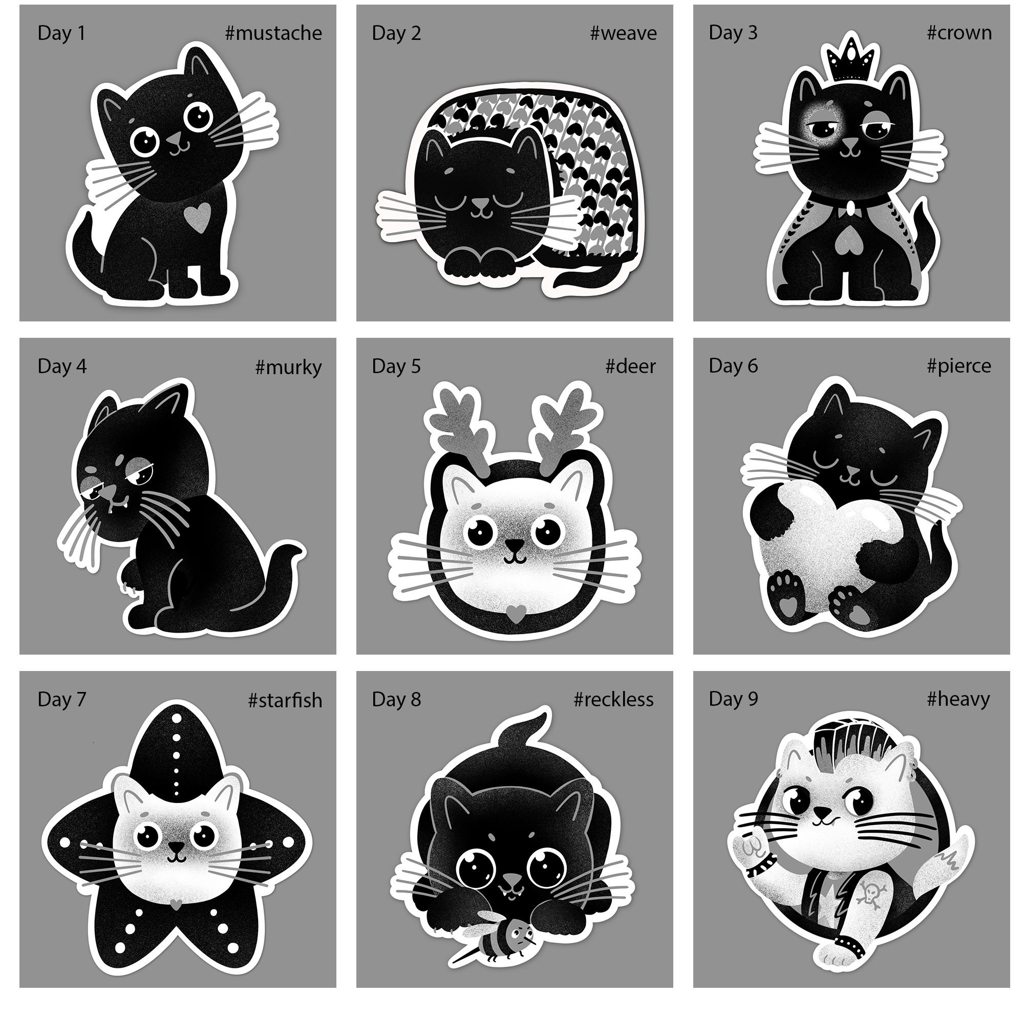 Стикеры и детские тату/Inktober 2025 — Изображение №3 — Иллюстрация, Графика на Dprofile