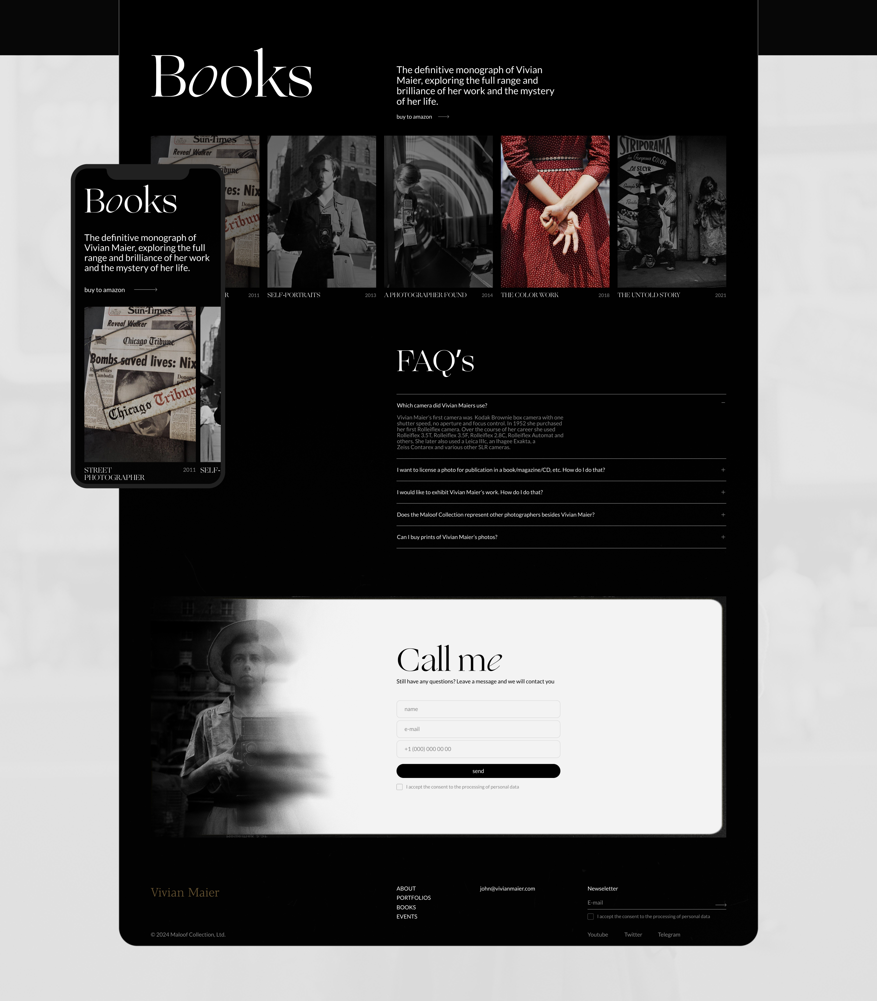 Vivian Maier. Landing Page — Изображение №5 — Интерфейсы на Dprofile
