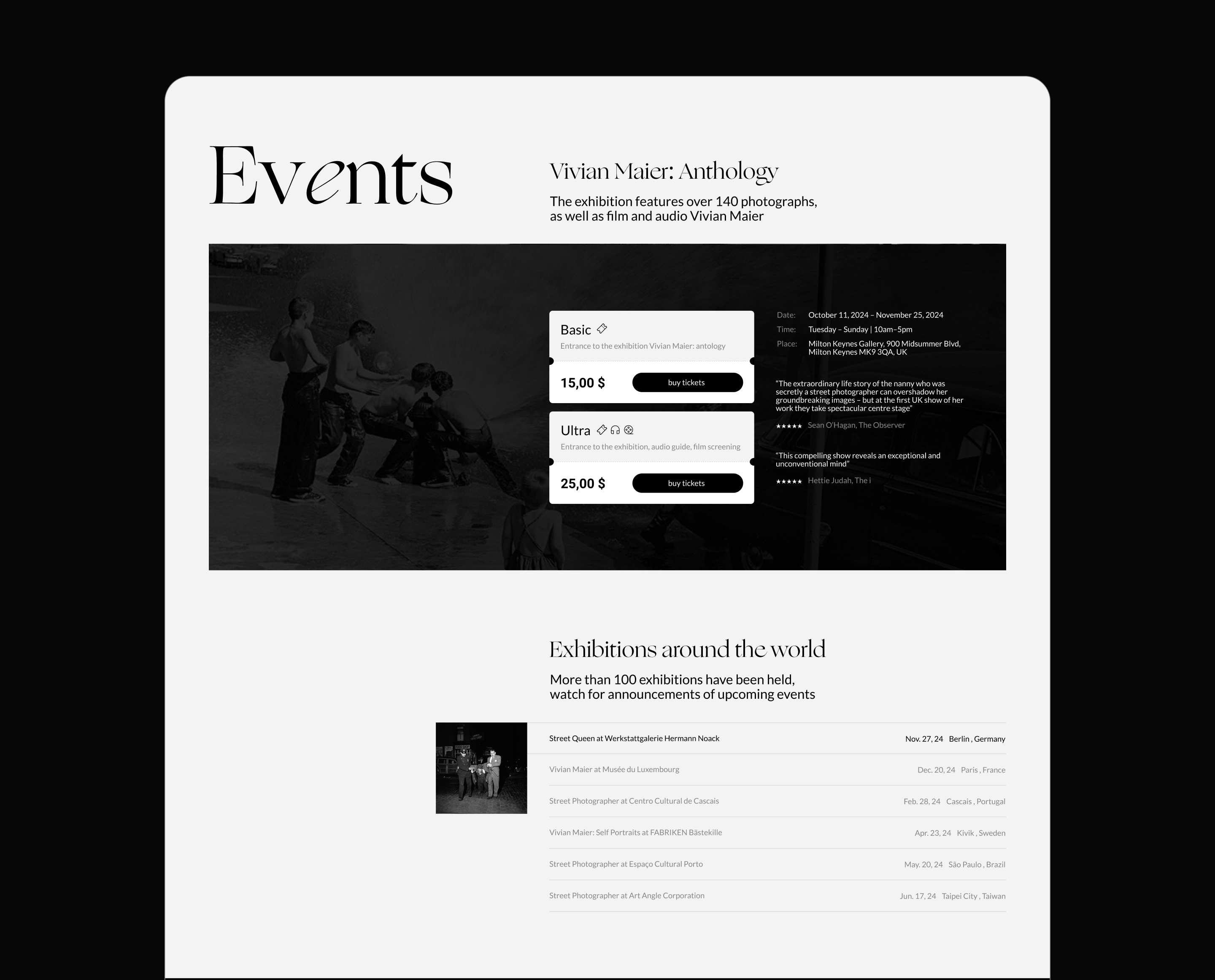 Vivian Maier. Landing Page — Изображение №4 — Интерфейсы на Dprofile