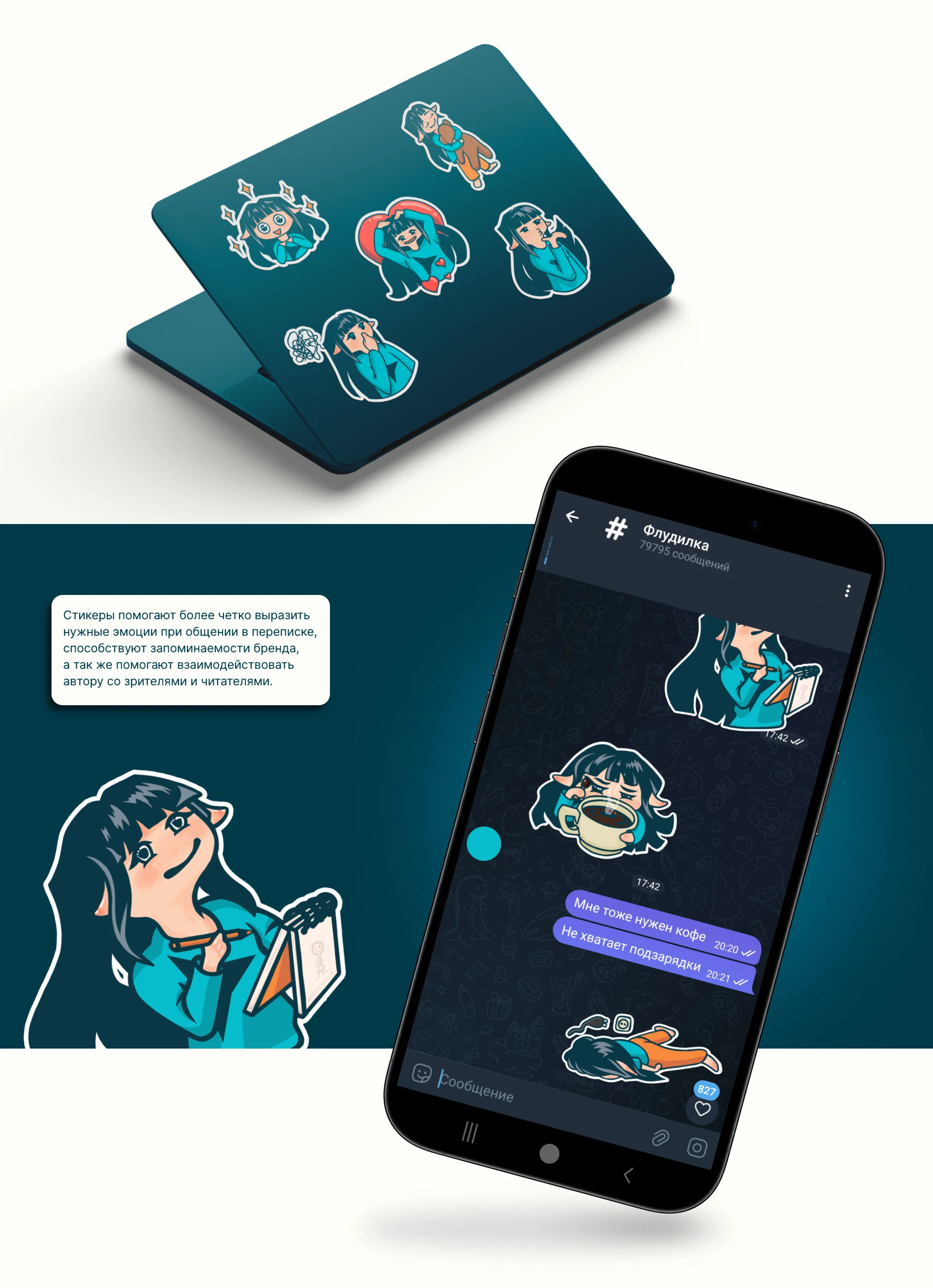 Стикеры (Разработка персонажа и отрисовка иллюстраций) — Изображение №7 — Брендинг, Иллюстрация на Dprofile