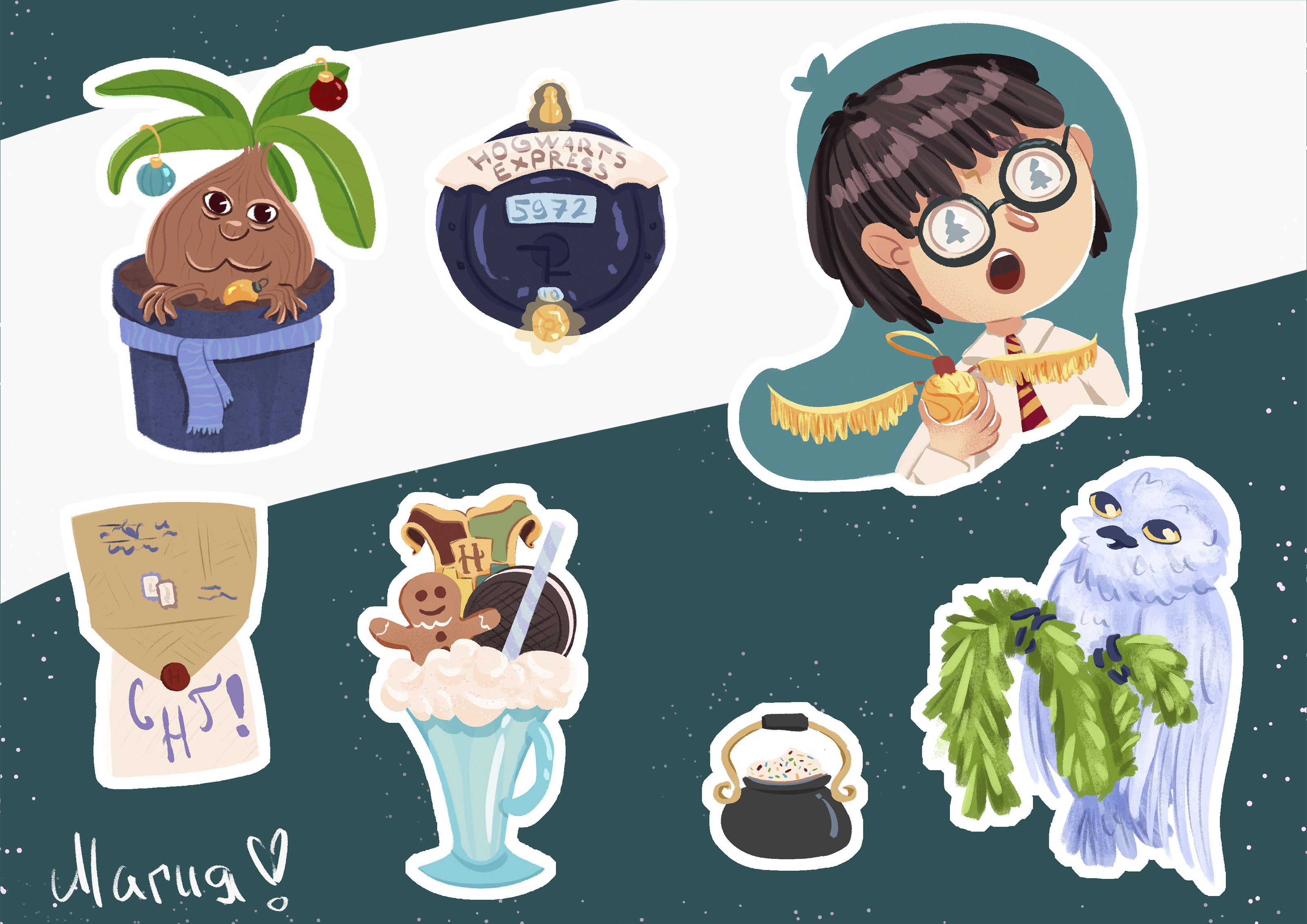 Новогодние стикеры Гарри Поттер — Изображение №2 — Брендинг, Иллюстрация на Dprofile