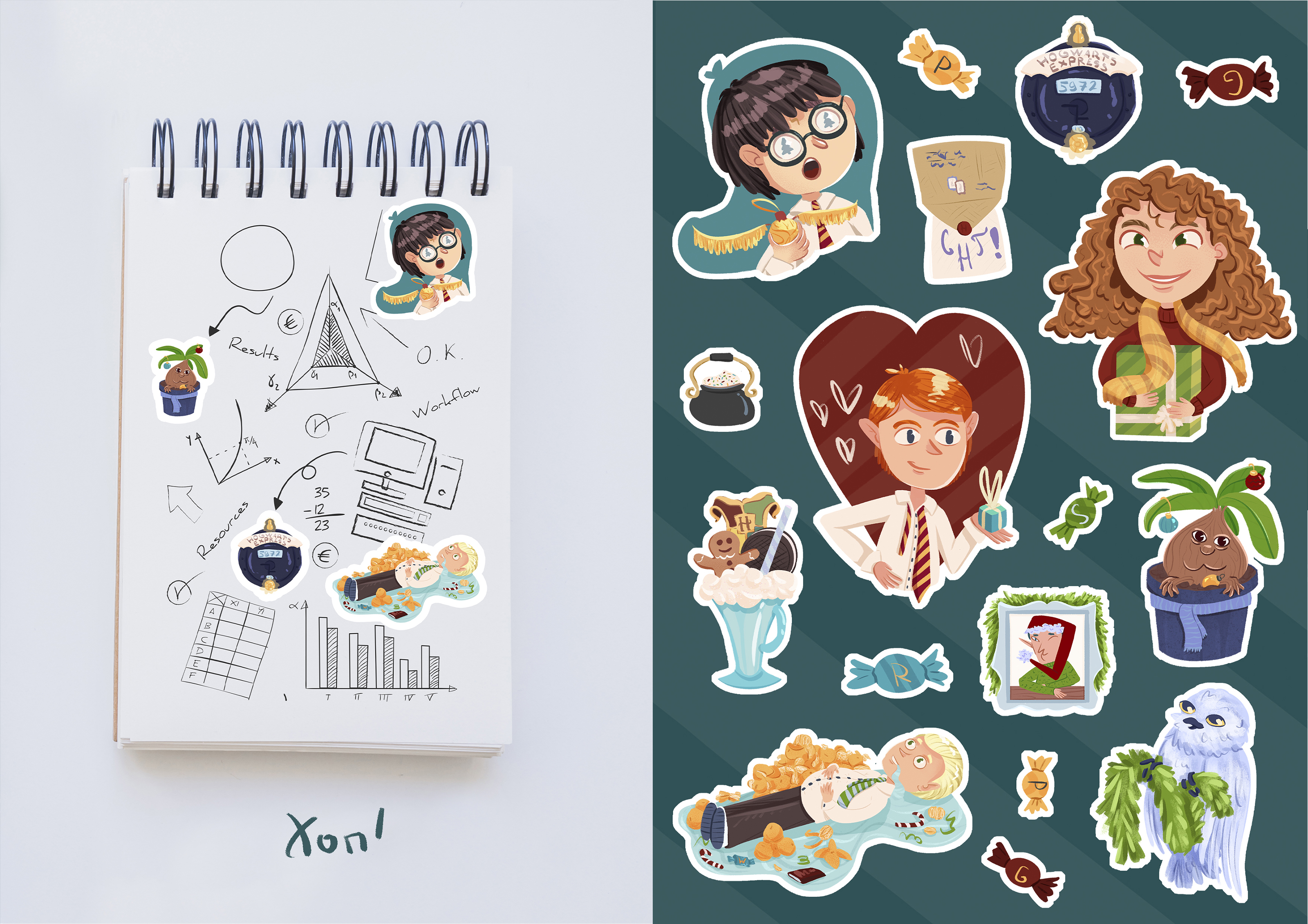 Новогодние стикеры Гарри Поттер — Изображение №4 — Брендинг, Иллюстрация на Dprofile