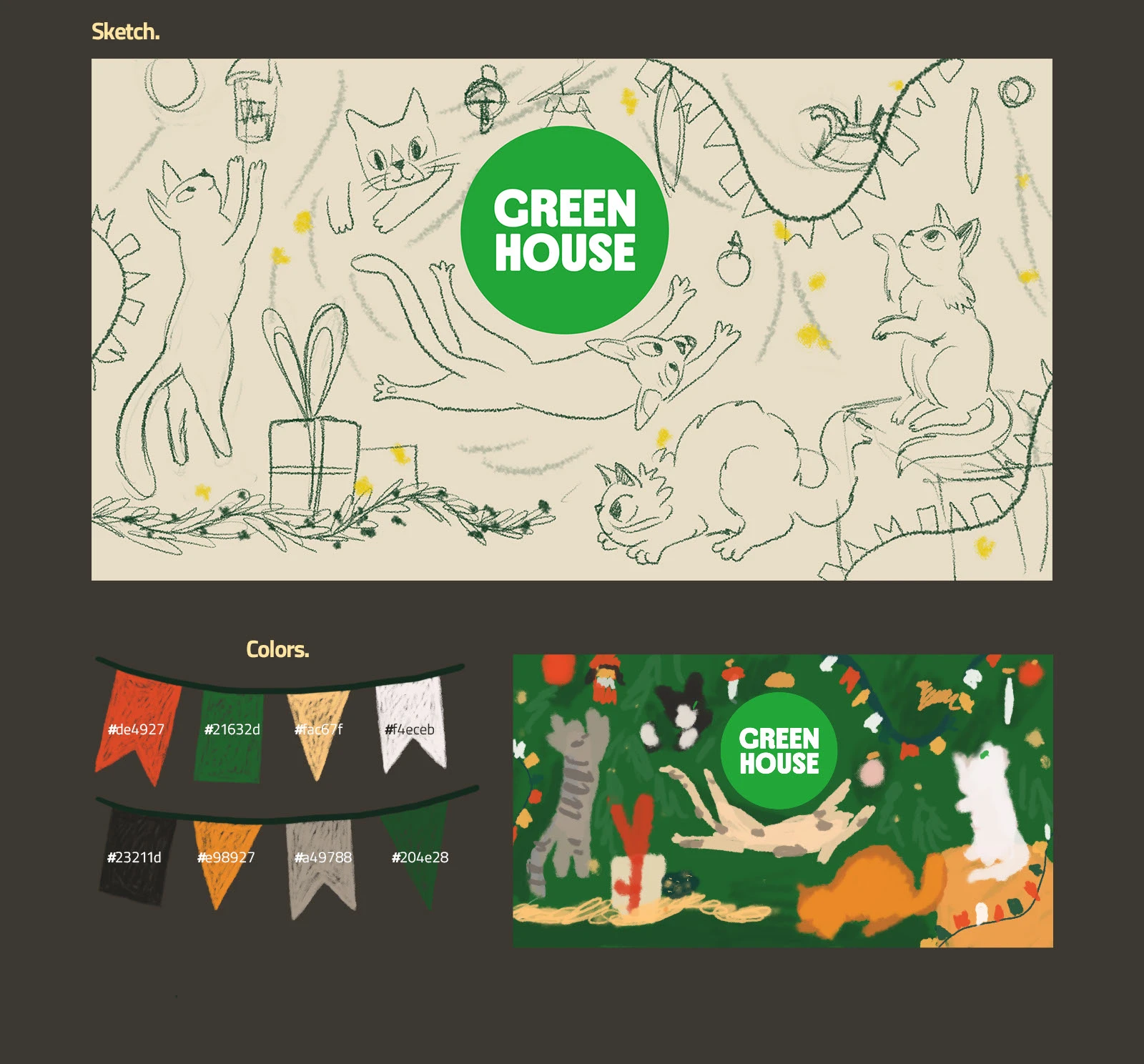 Дизайн кофейного стаканчика "Елочные коты" — Изображение №2 — Брендинг, Иллюстрация на Dprofile