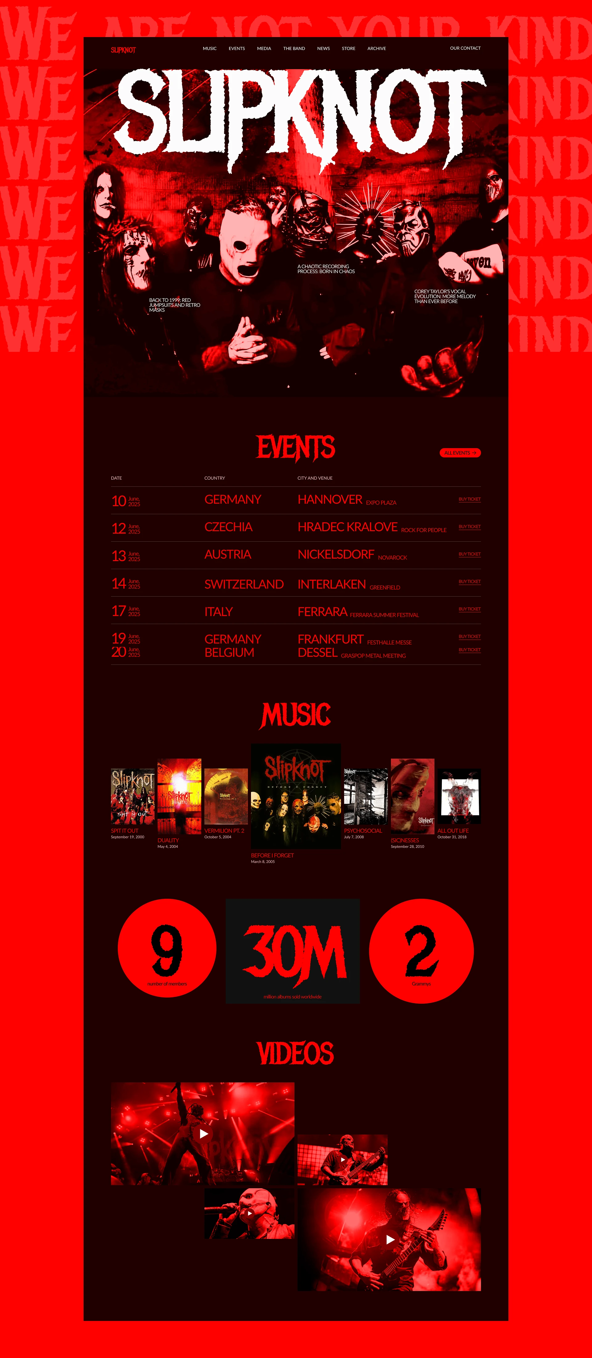 Slipknot | Website Redesign — Изображение №3 — Интерфейсы на Dprofile