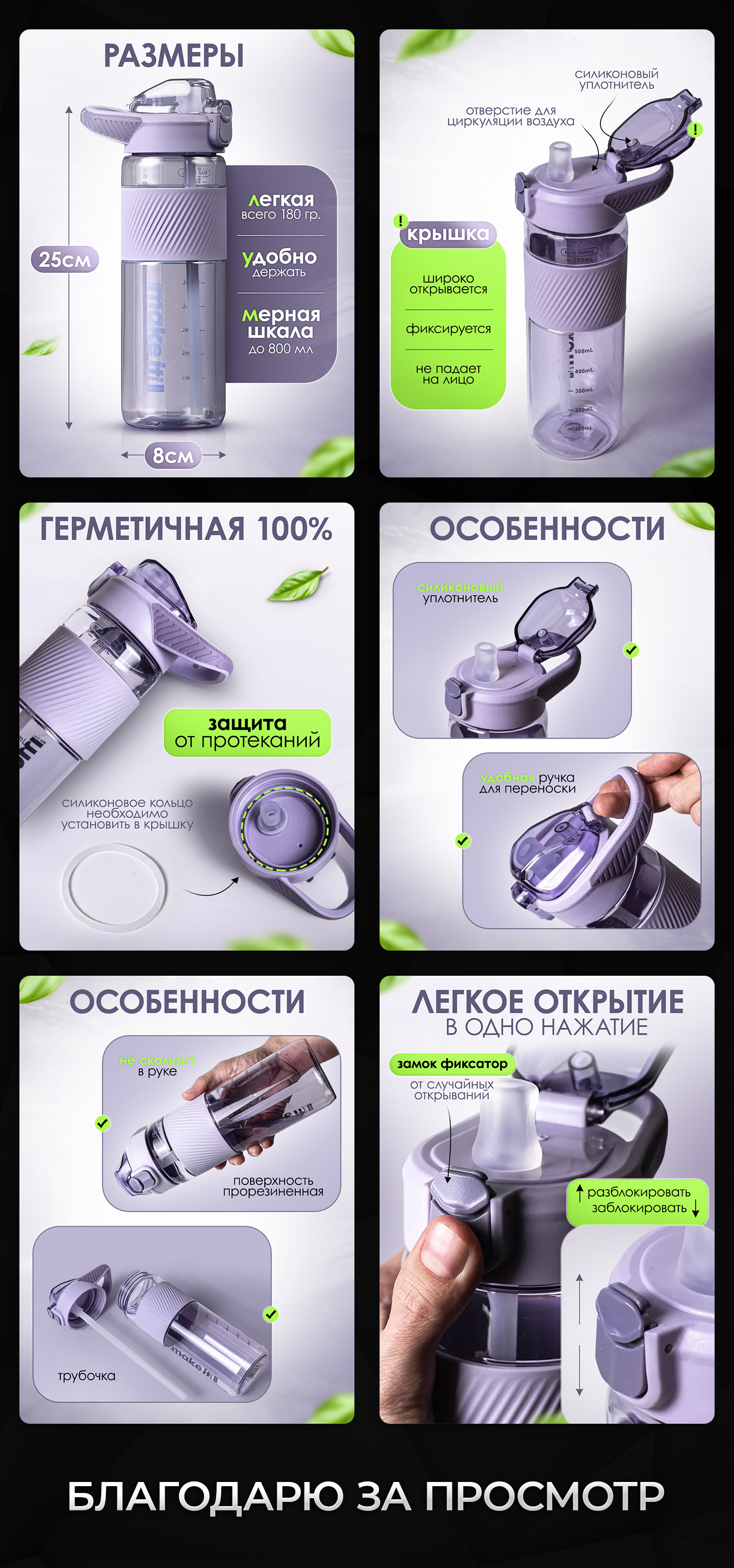 Дизайн карточки/инфографика. Бутылка для воды — Изображение №3 — Графика, Маркетинг на Dprofile