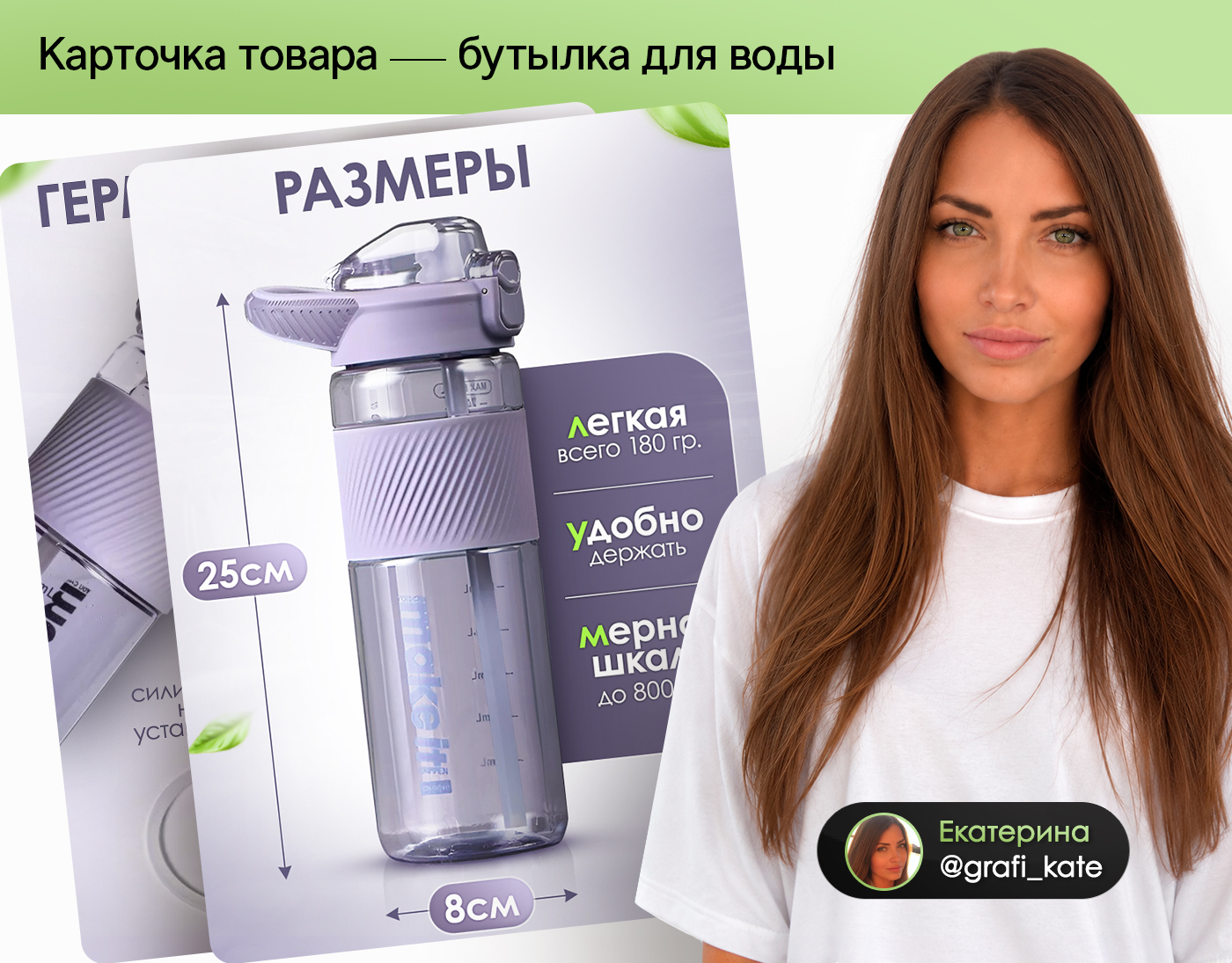 Дизайн карточки/инфографика. Бутылка для воды — Изображение №1 — Графика, Маркетинг на Dprofile