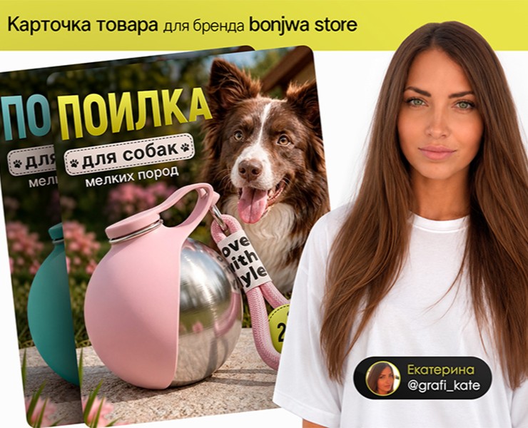 Карточка товара для ВБ | Поилка для собак — Графика, Маркетинг на Dprofile