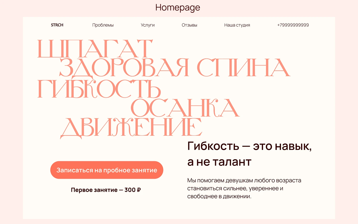 Landing page для студии растяжки — Изображение №7 — Интерфейсы, Брендинг на Dprofile