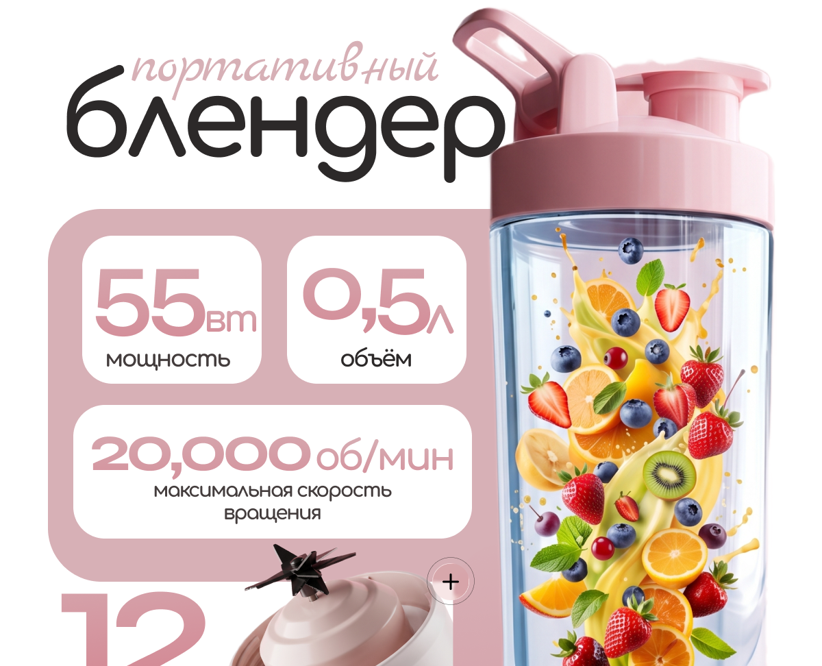 Infographics for Portable Blender — Брендинг, Графика на Dprofile