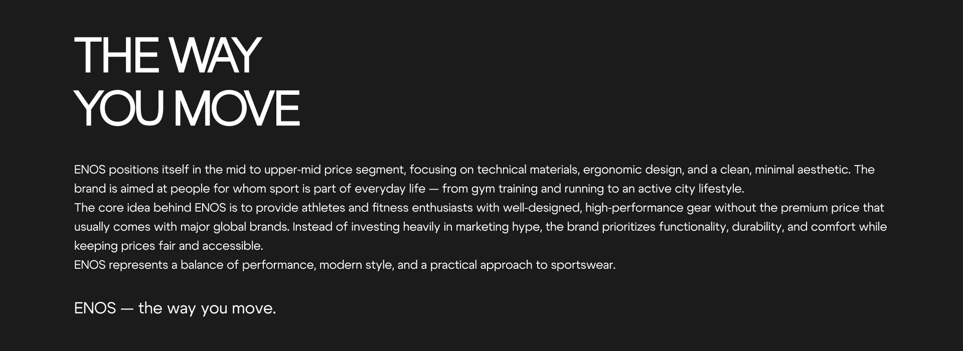 ENOS Sport Wear | Бренд Спортивной Одежды — Изображение №2 — Интерфейсы, Брендинг на Dprofile