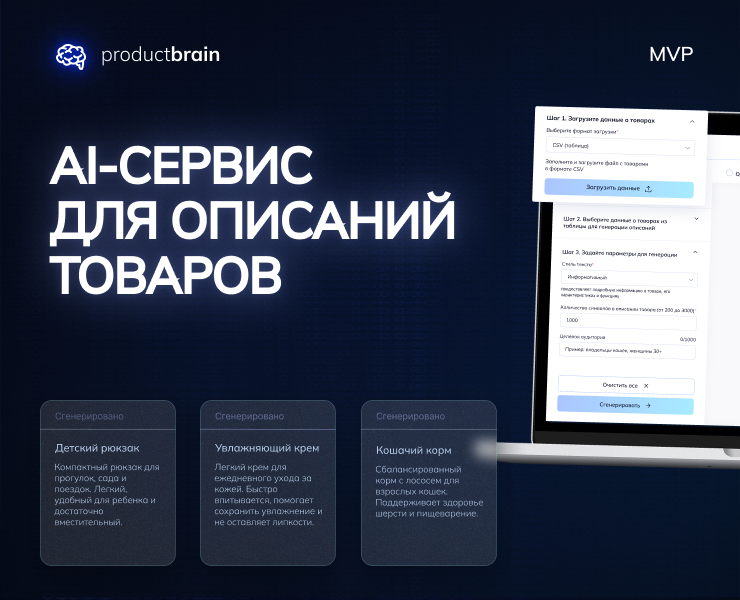 AI-сервис для генерации описаний товаров — Интерфейсы на Dprofile