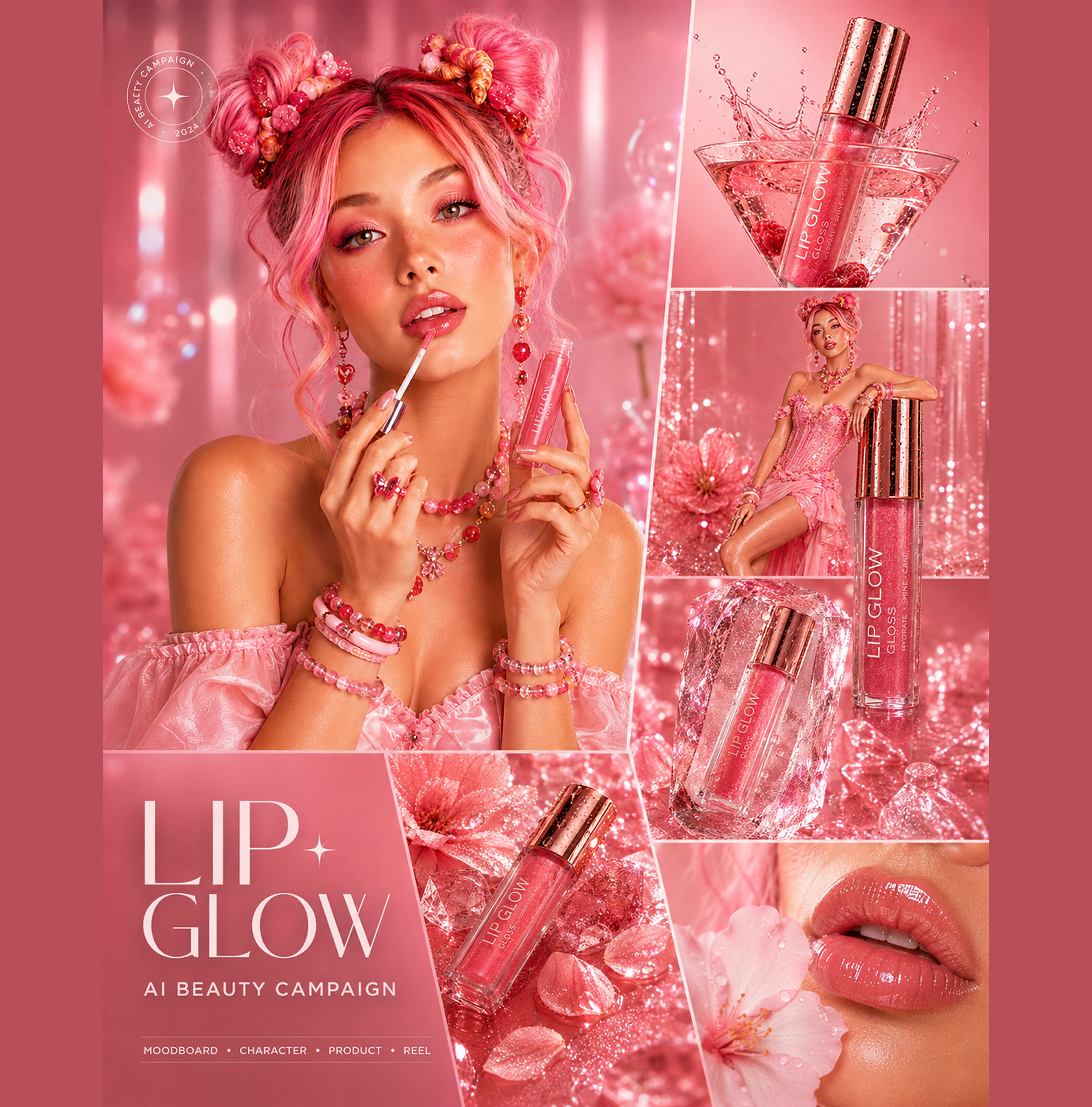 LIP GLOW — AI Cosmetic Campaign — Изображение №1 — Интерфейсы, Брендинг на Dprofile