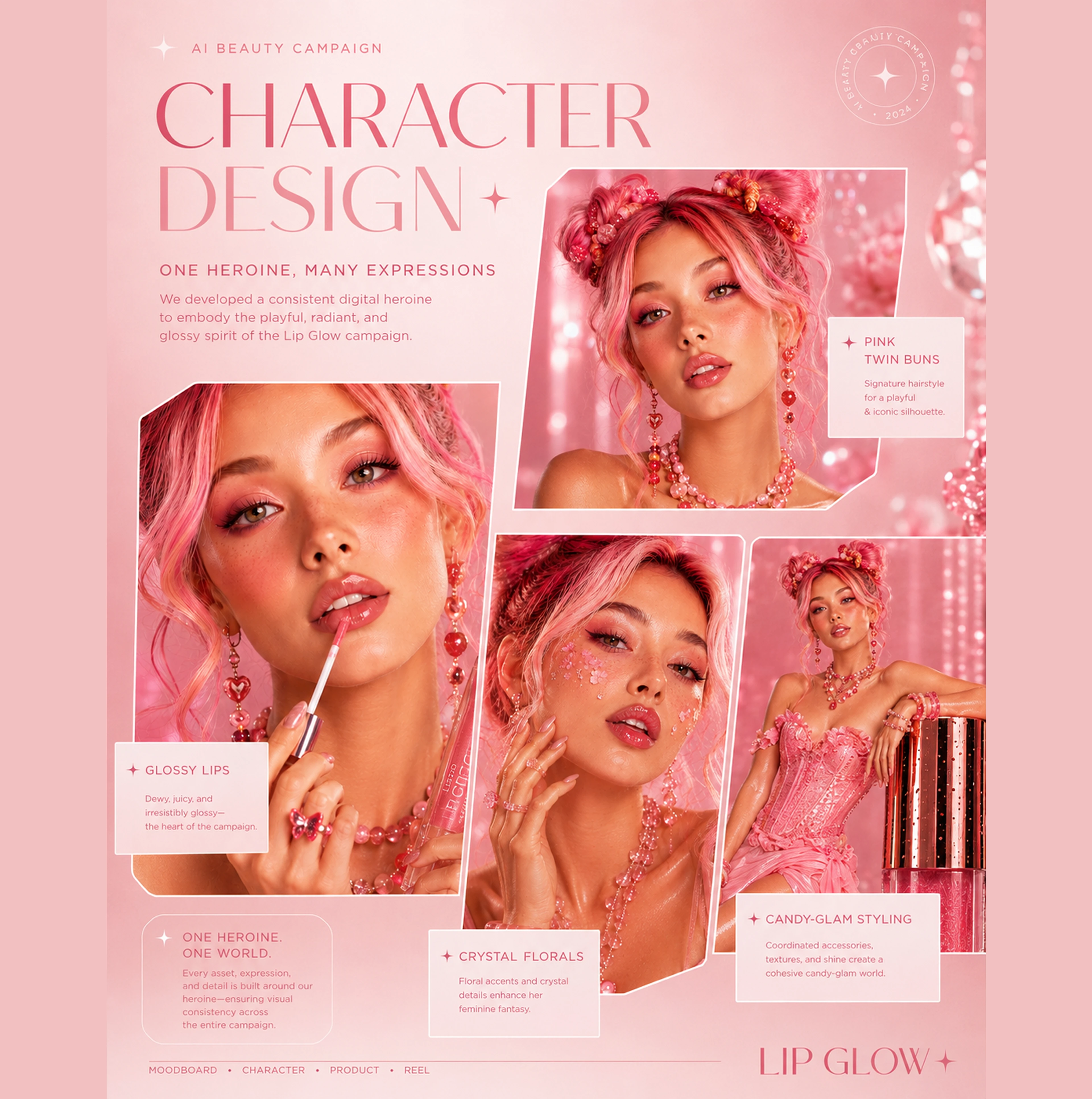 LIP GLOW — AI Cosmetic Campaign — Изображение №4 — Интерфейсы, Брендинг на Dprofile
