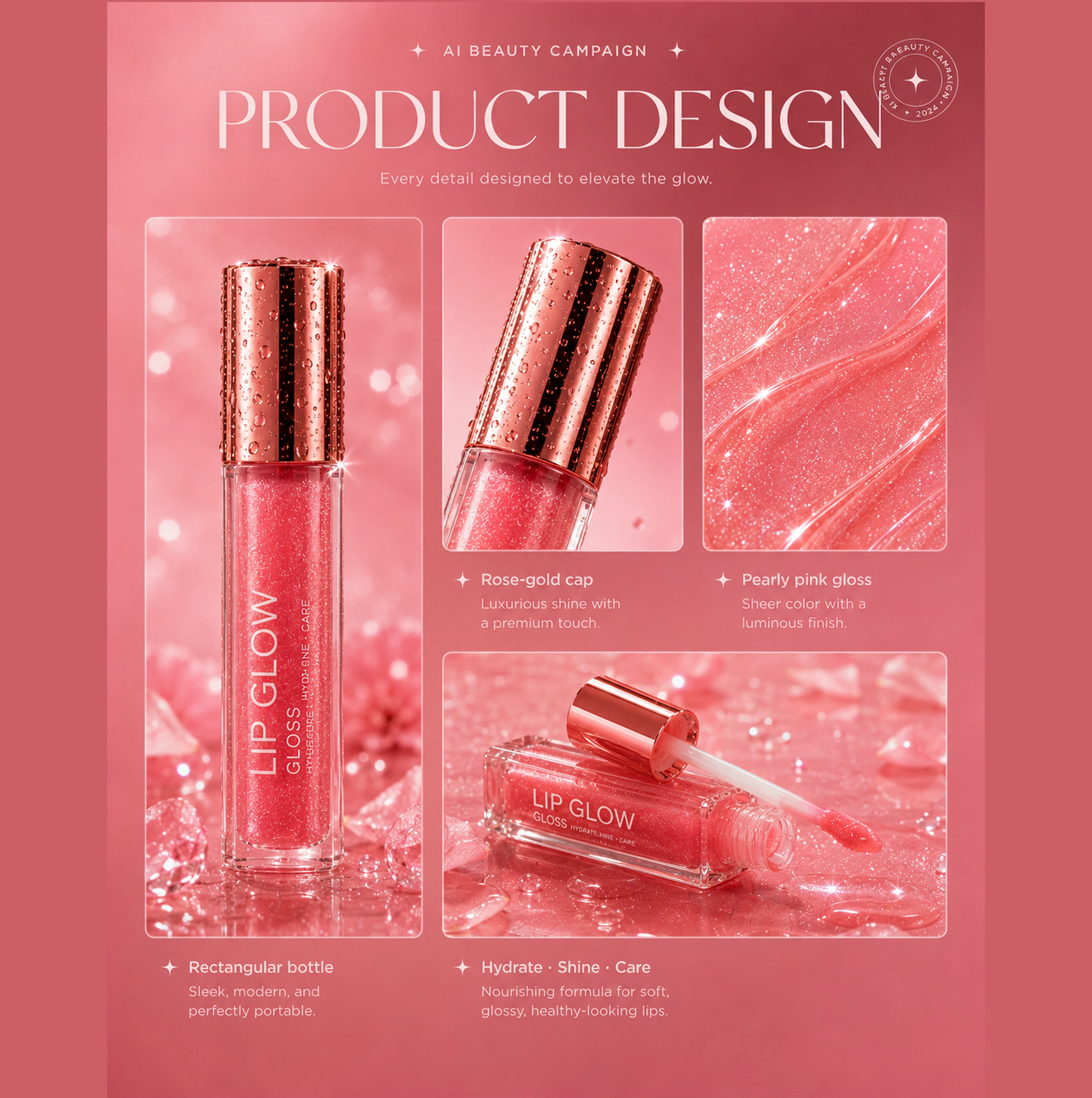LIP GLOW — AI Cosmetic Campaign — Изображение №5 — Интерфейсы, Брендинг на Dprofile