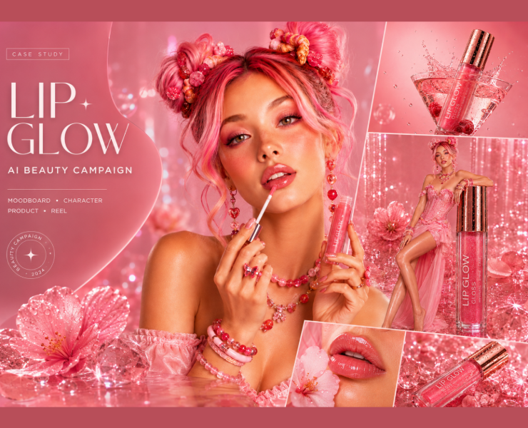 LIP GLOW — AI Cosmetic Campaign — Интерфейсы, Брендинг на Dprofile