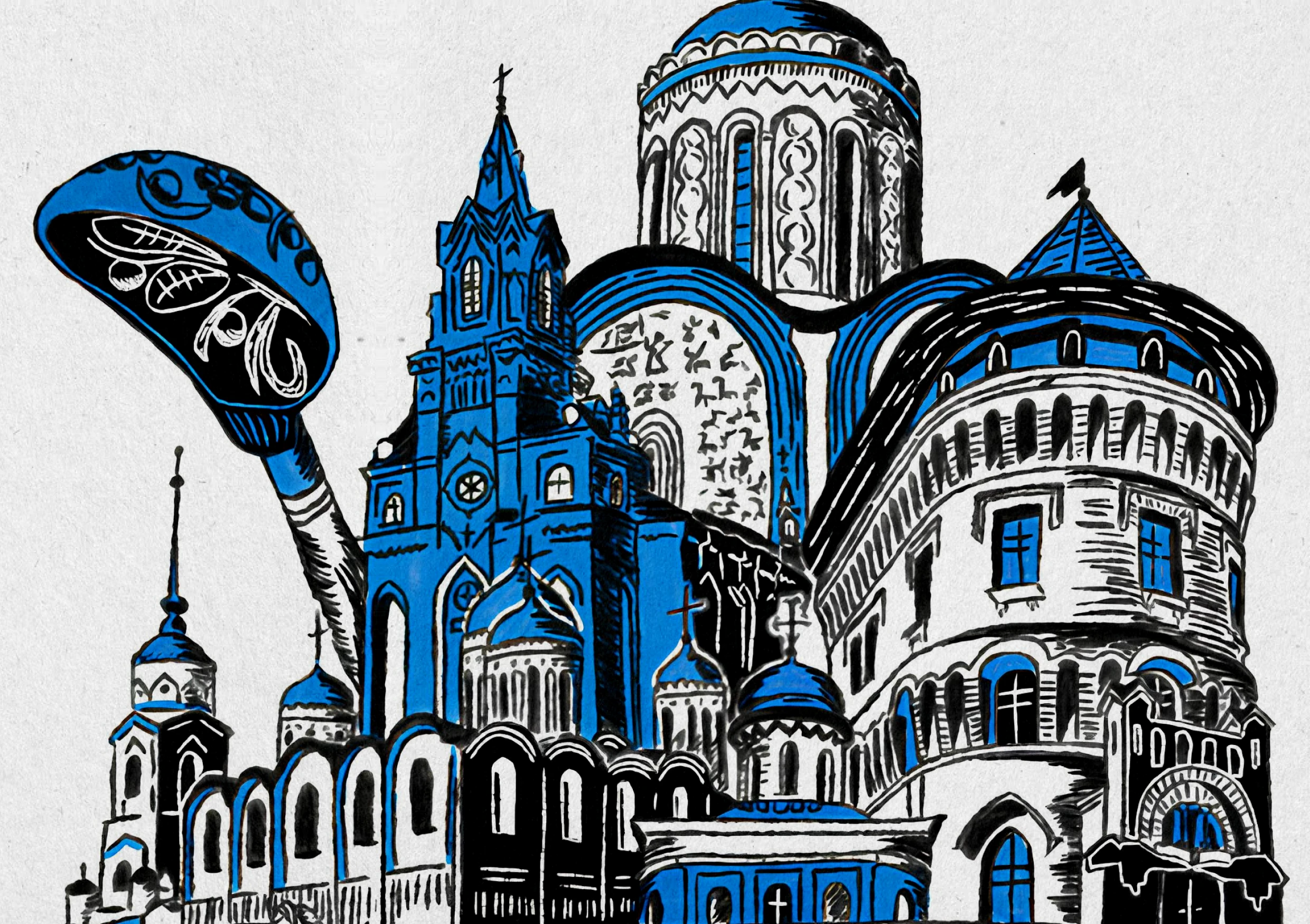 Штрихи золотого кольца: иллюстрированные открытки — Изображение №7 — Иллюстрация, Графика на Dprofile