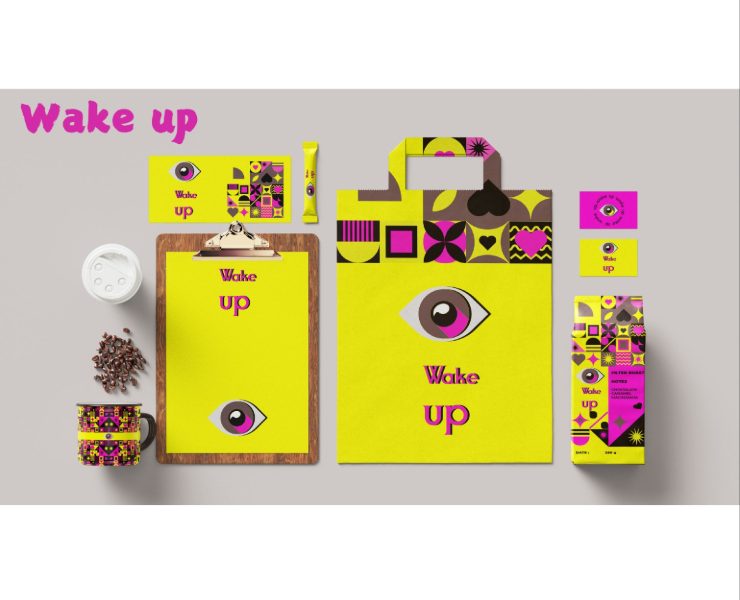 Фирменный стиль и айдентика кофейного бренда Wake Up на Dprofile