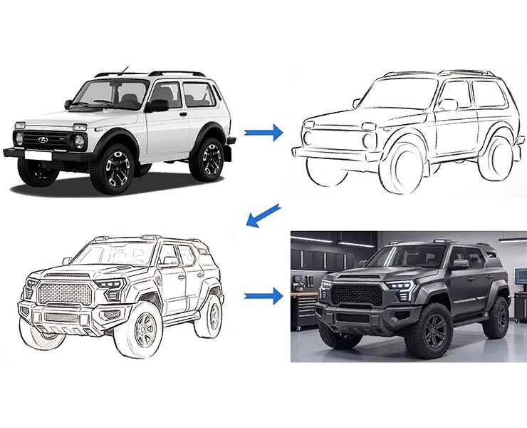 Концепт обновлённой Lada Niva — 3D, Промдизайн на Dprofile