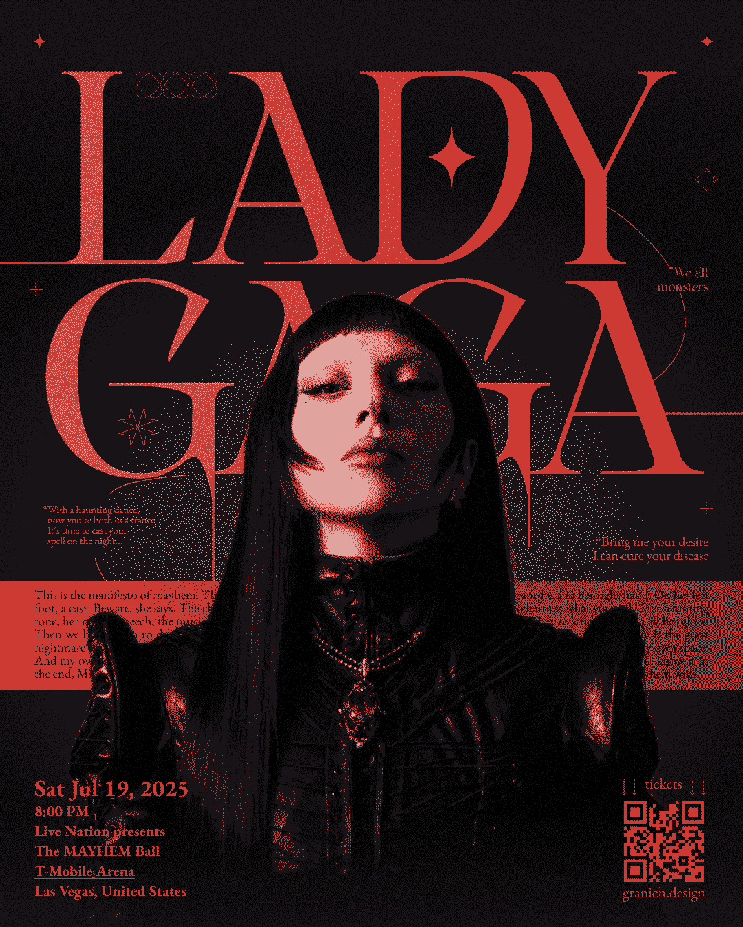 Промо-Макет для тура Lady Gaga 2025-2026 / THE MAYHEM BALL — Изображение №1 — Графика, Маркетинг на Dprofile