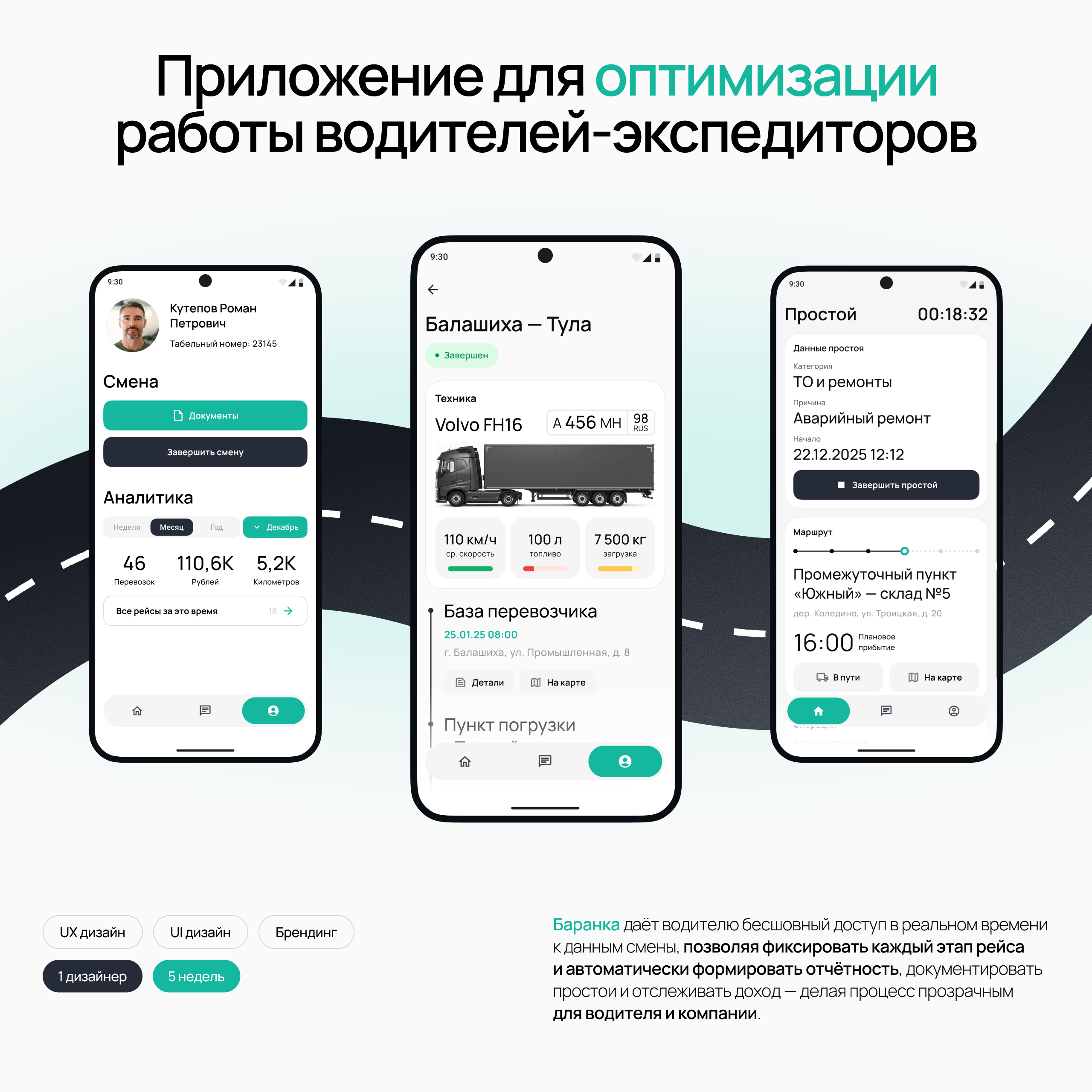 Приложение для дальнобойщиков | Баранка — Изображение №2 — Интерфейсы, Брендинг на Dprofile