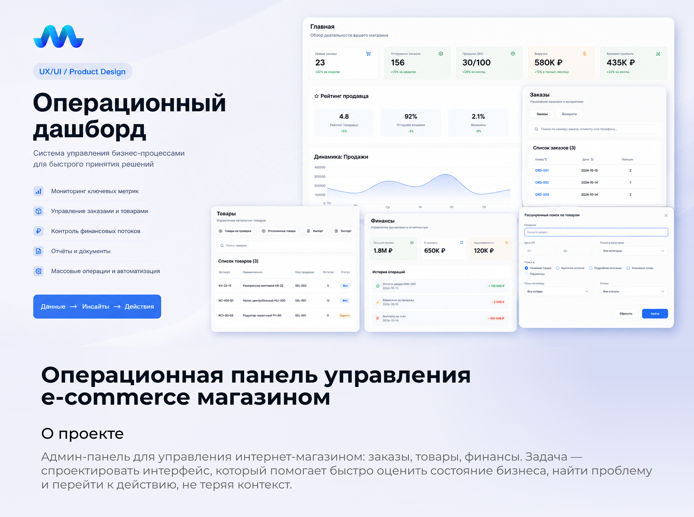 Админ-панель для e-commerce — Изображение №1 — Интерфейсы на Dprofile