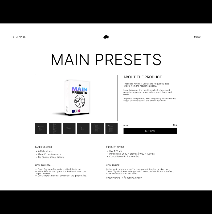 Сайт-портфолио видеомонтажера — Изображение №6 — Интерфейсы, Анимация на Dprofile