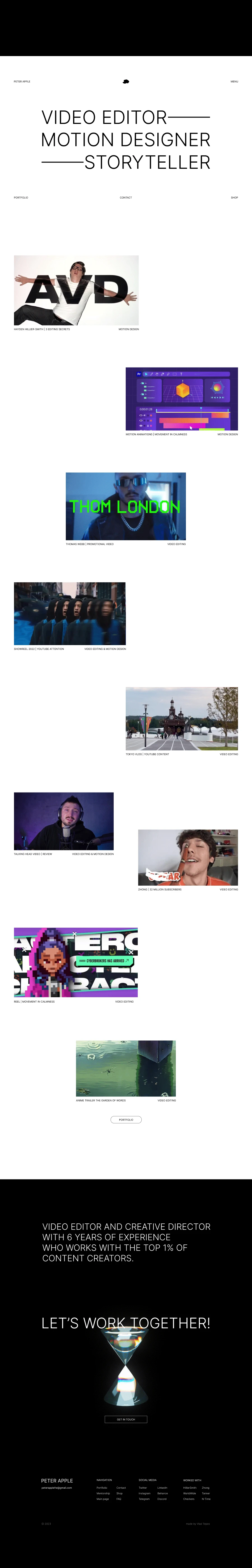 Сайт-портфолио видеомонтажера — Изображение №2 — Интерфейсы, Анимация на Dprofile