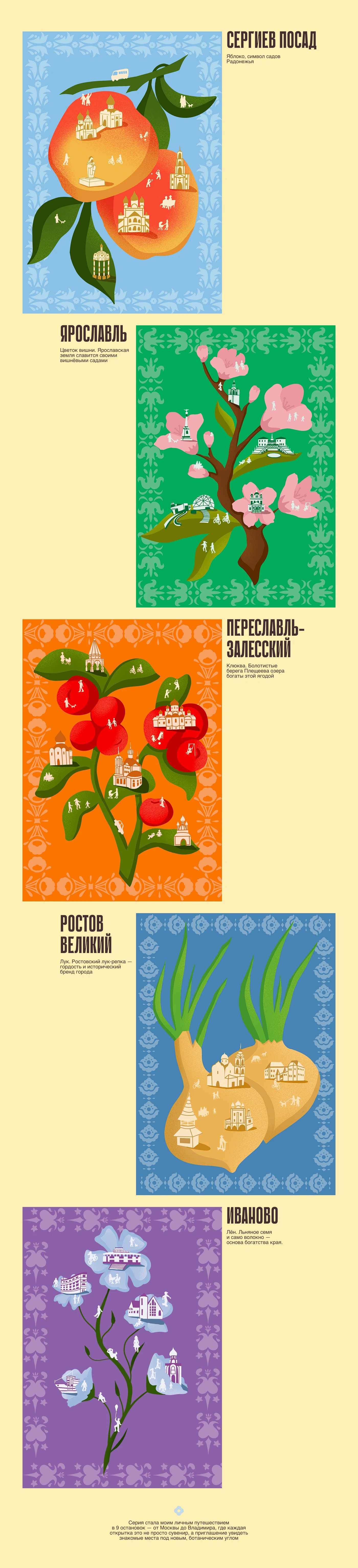 Золотое кольцо: ботанические открытки — Изображение №4 — Иллюстрация, Графика на Dprofile