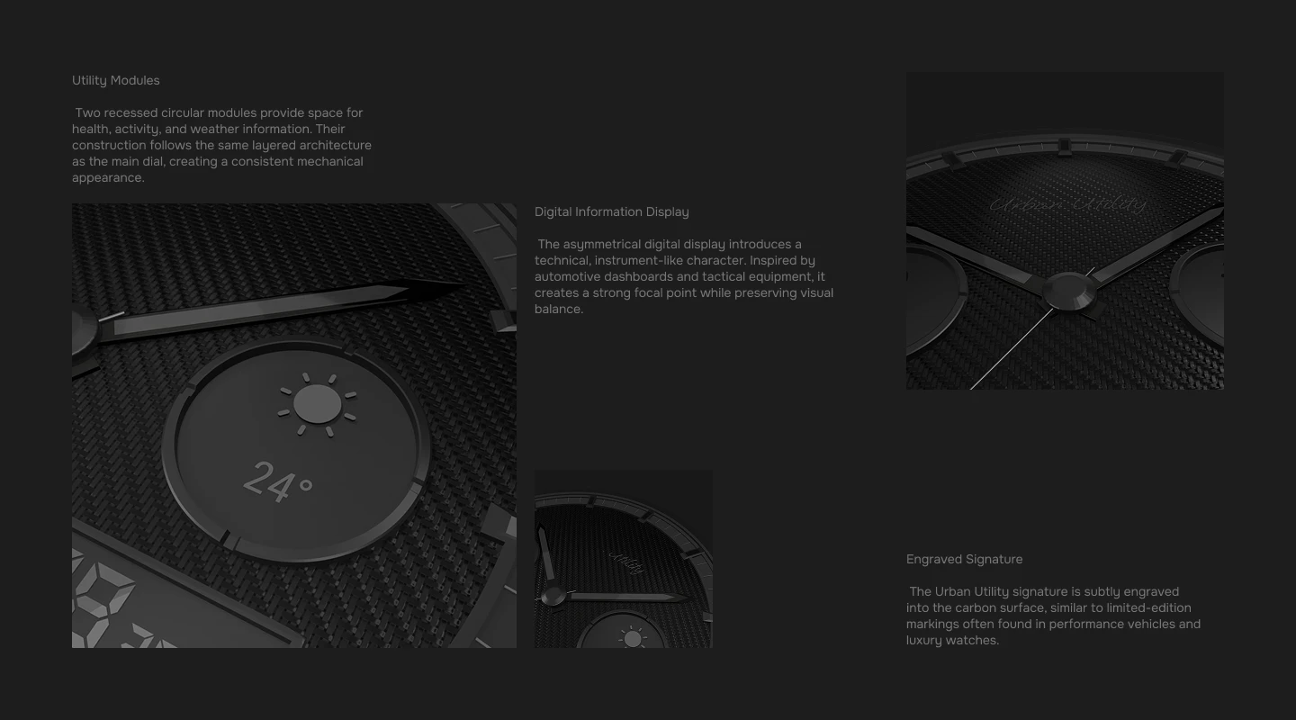 Urban Utility Carbon / Концепт watch face для HUAWE — Изображение №4 — 3D на Dprofile