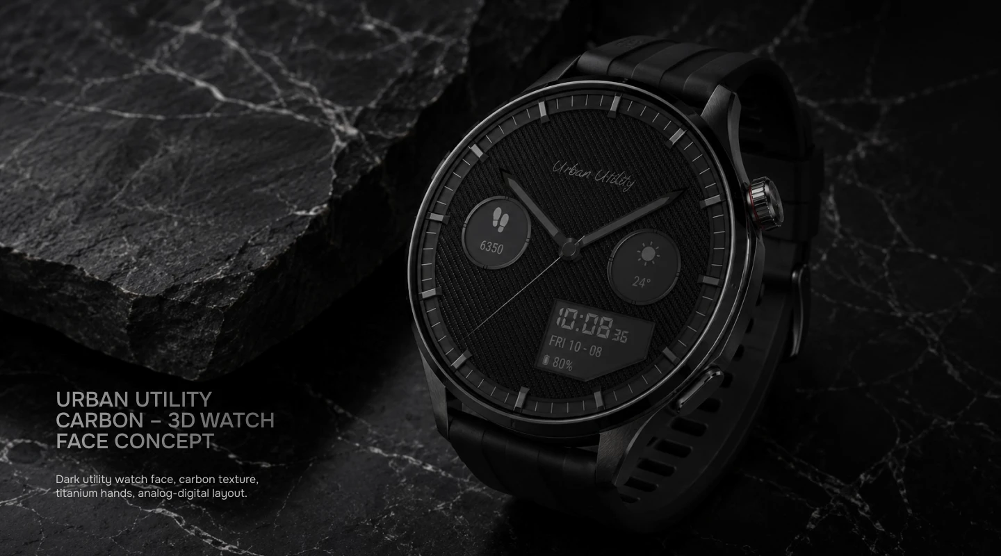 Urban Utility Carbon / Концепт watch face для HUAWE — Изображение №1 — 3D на Dprofile