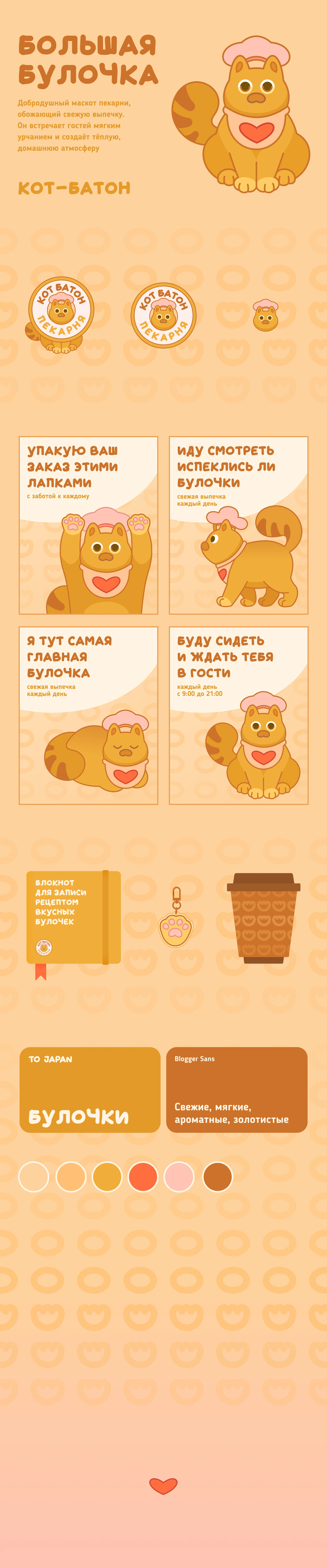 Кот батон - маскот для пекарни — Изображение №2 — Брендинг, Иллюстрация на Dprofile