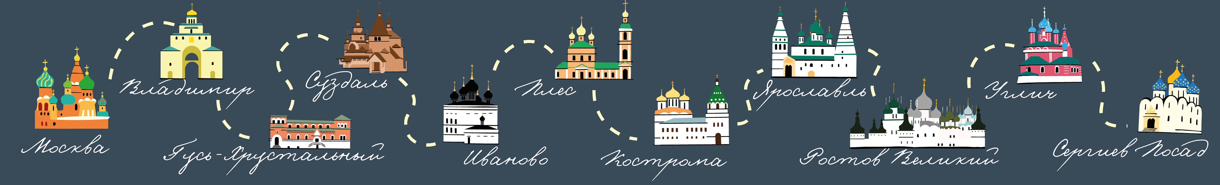 Серия открыток "Золотое кольцо — мозаика городов России" — Изображение №4 — Брендинг, Иллюстрация на Dprofile