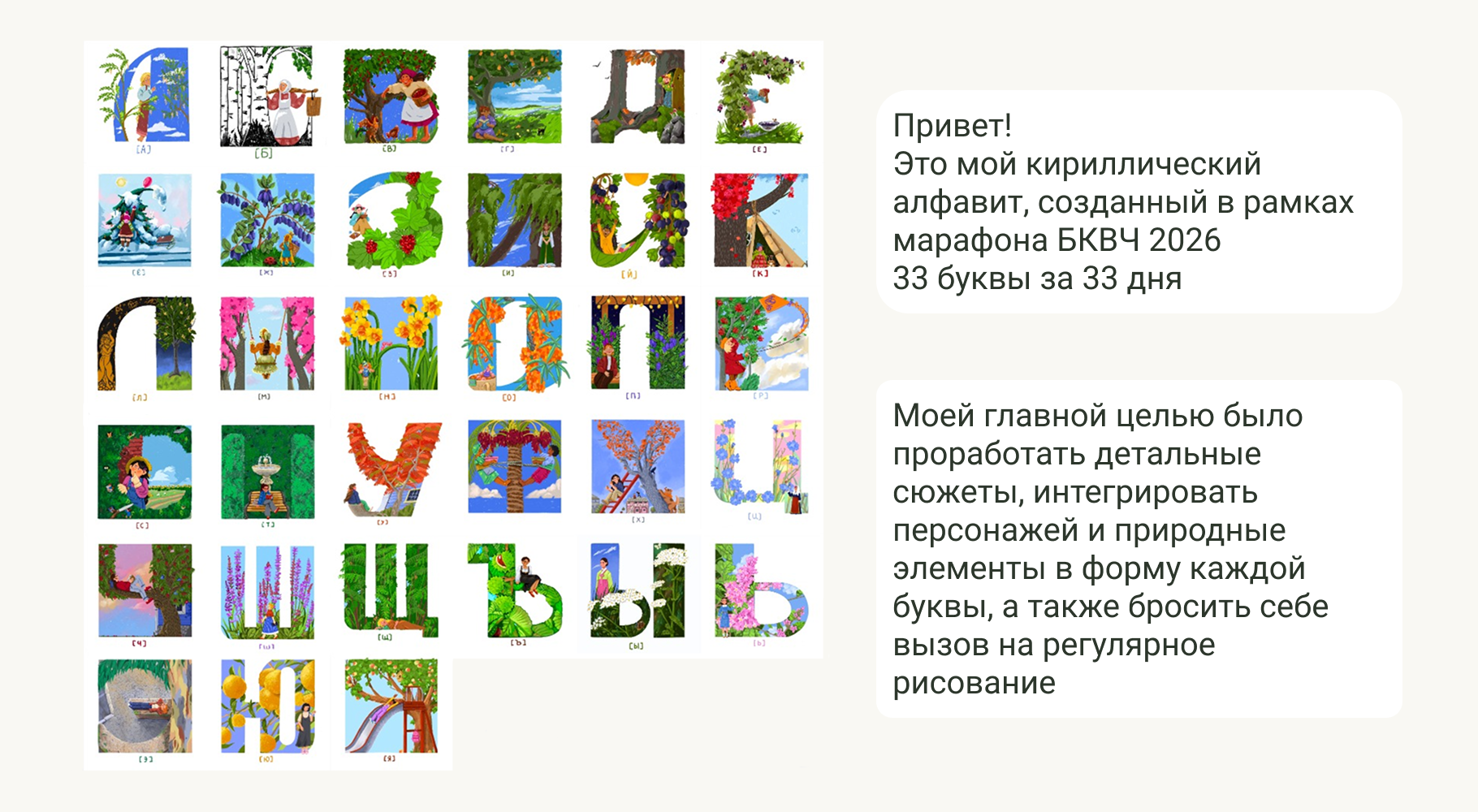 БКВЧ 2026: Иллюстрированный кириллический алфавит — Изображение №2 — Иллюстрация, Графика на Dprofile
