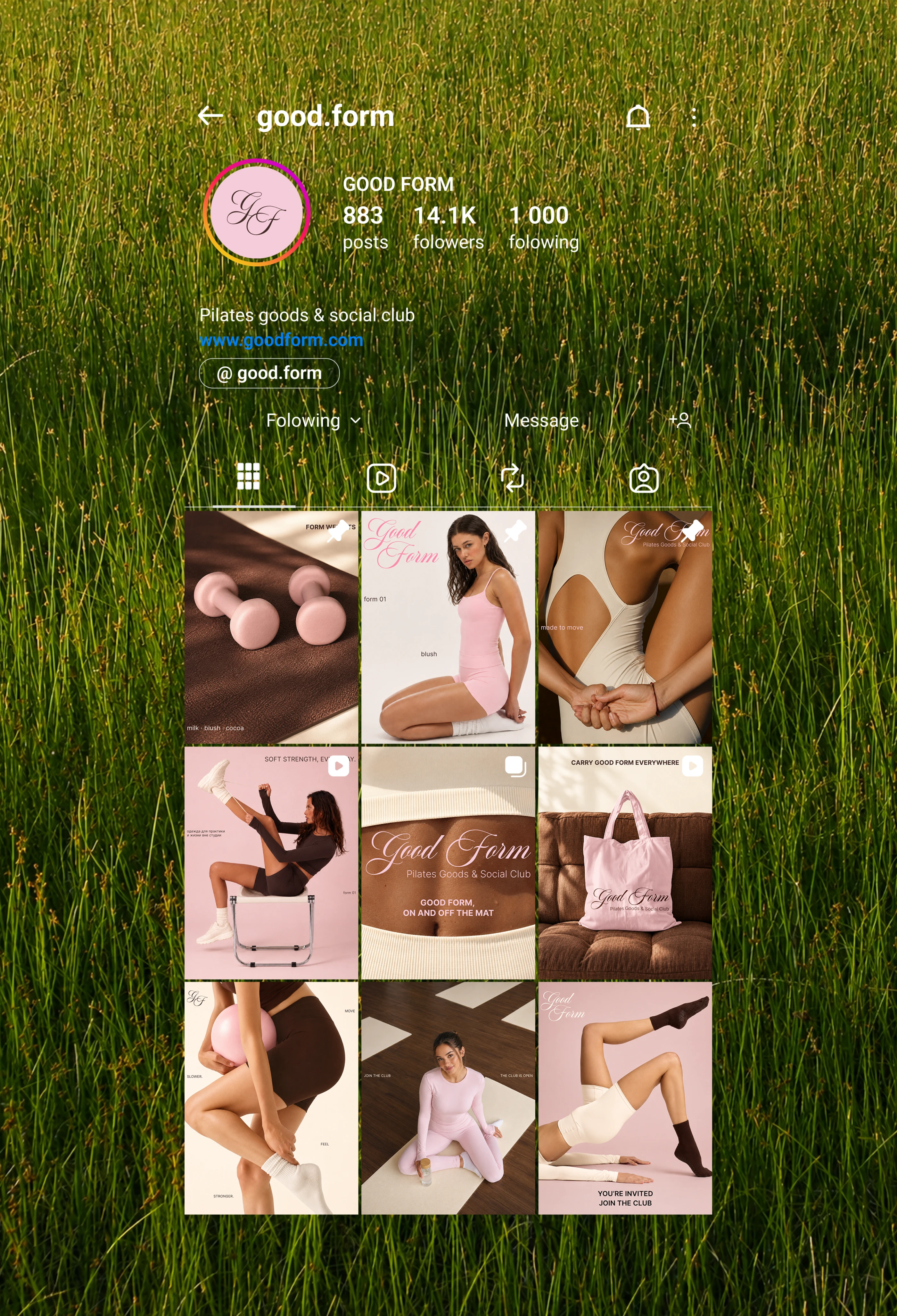 GOOD FORM — Pilates Goods & Social Club — Изображение №2 — Интерфейсы, Брендинг на Dprofile