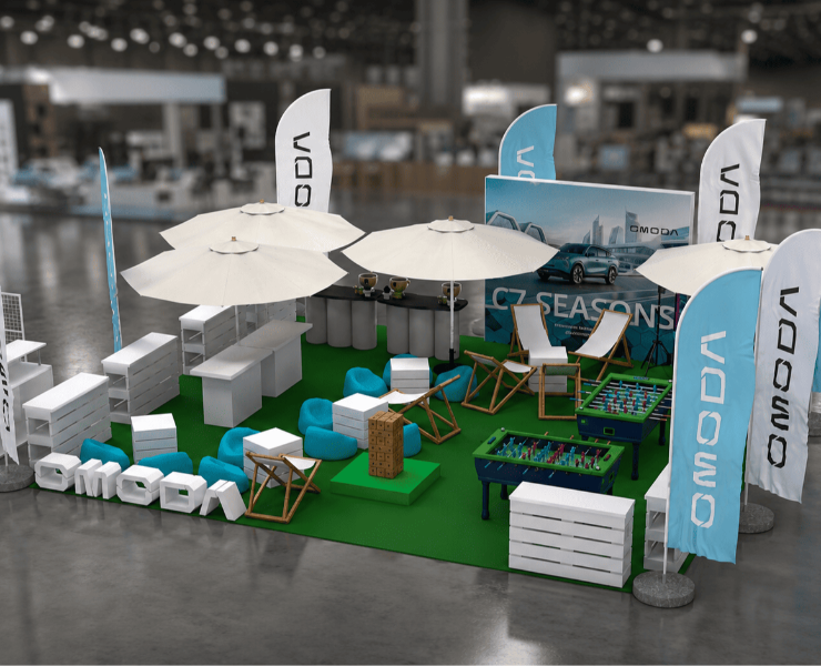 3D-визуализация автомобильной ивент-зоны OMODA — 3D на Dprofile