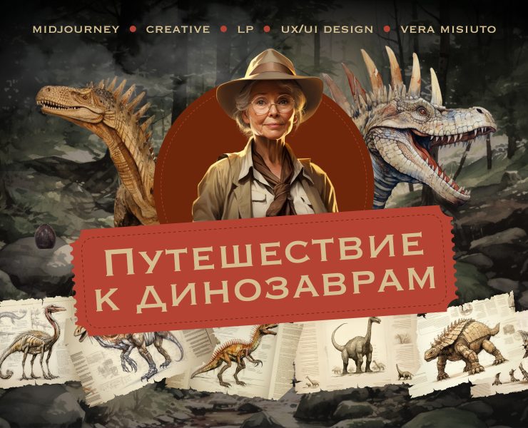 Лендинг Путешествие к динозаврам на Dprofile