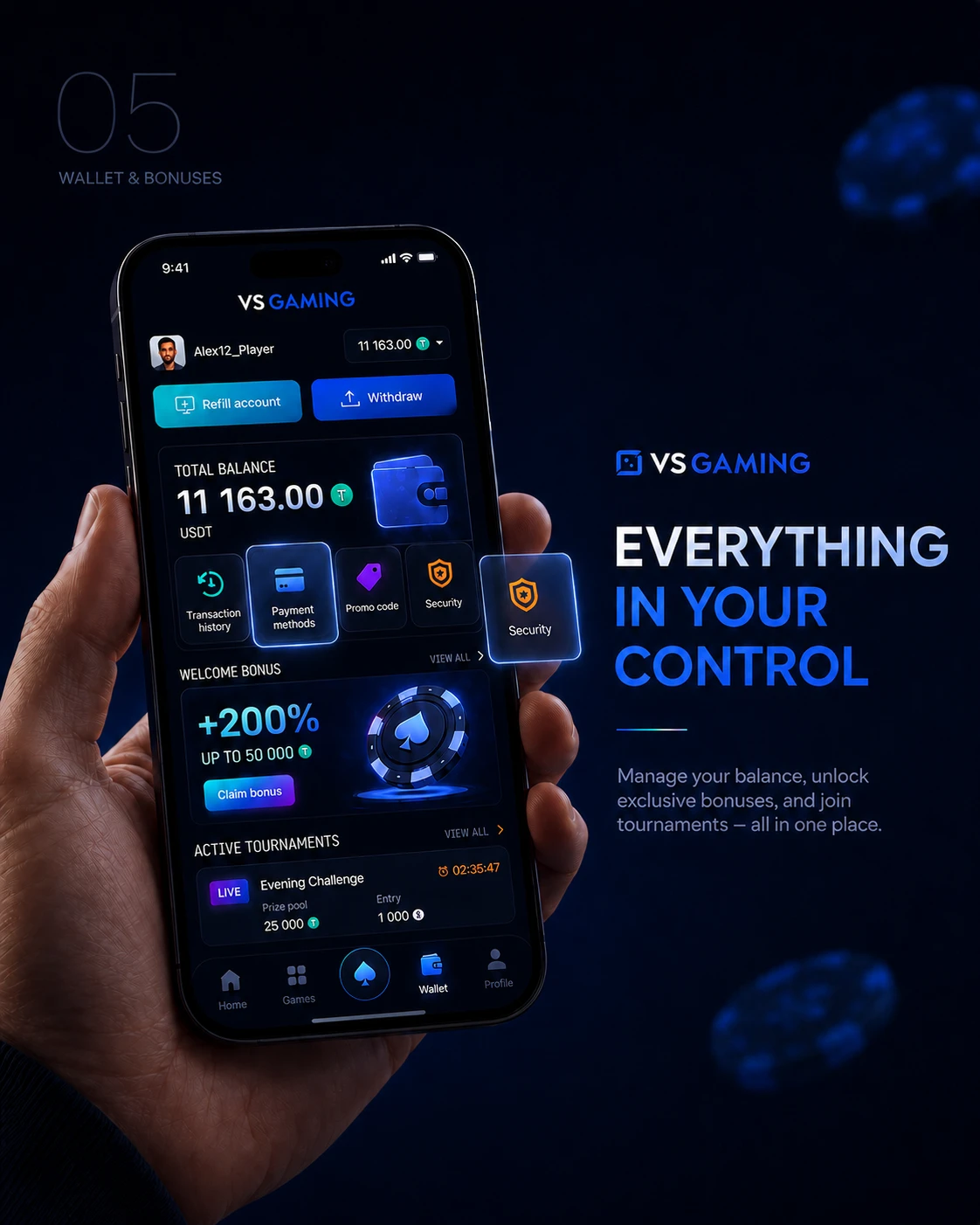 VS Gaming Casino Mobile App UI/UX — Изображение №5 — Интерфейсы на Dprofile