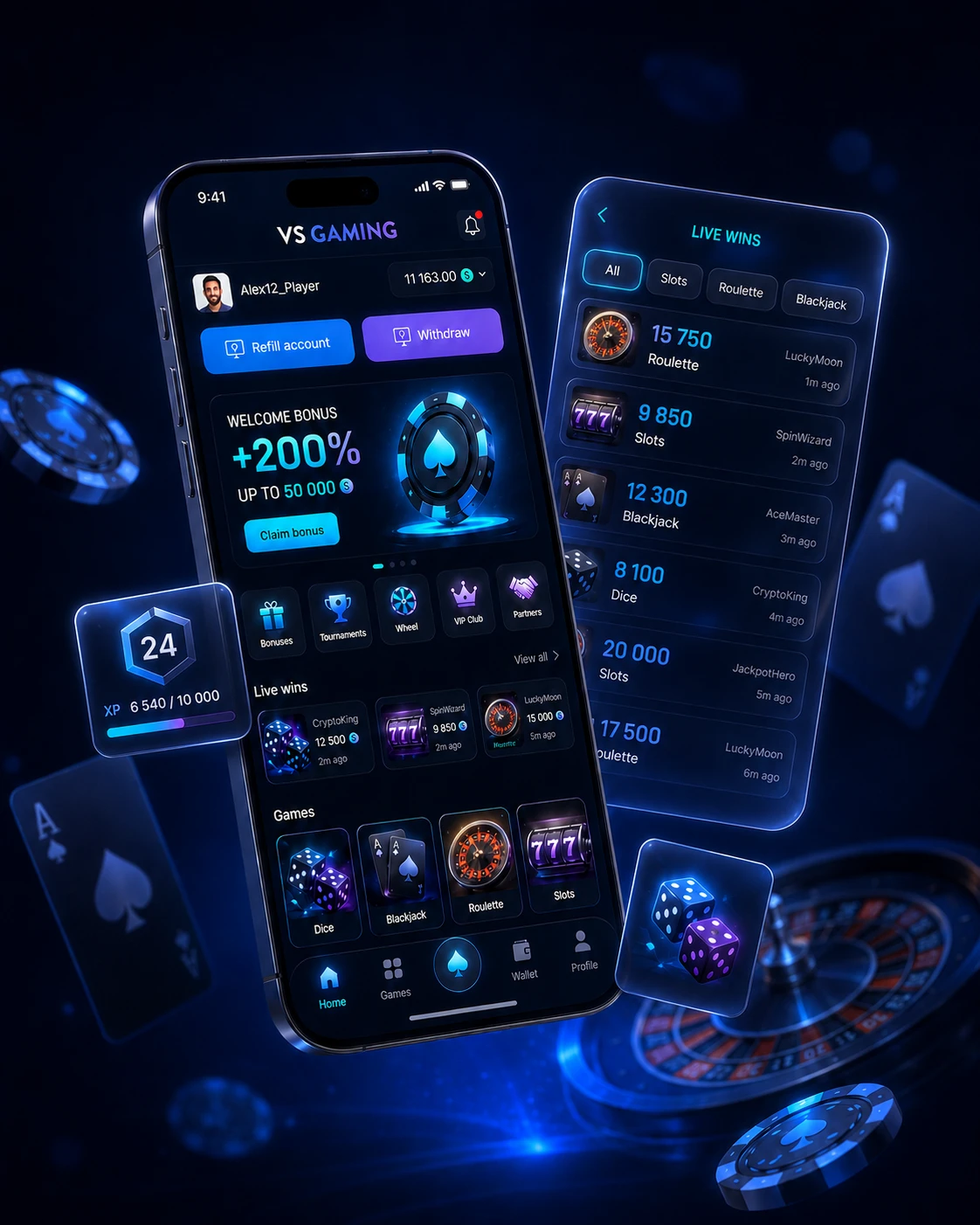 VS Gaming Casino Mobile App UI/UX — Изображение №4 — Интерфейсы на Dprofile