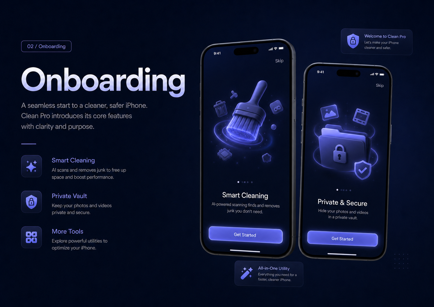 Clean Pro Smart iPhone Cleaner & Privacy App — Изображение №2 — Интерфейсы на Dprofile