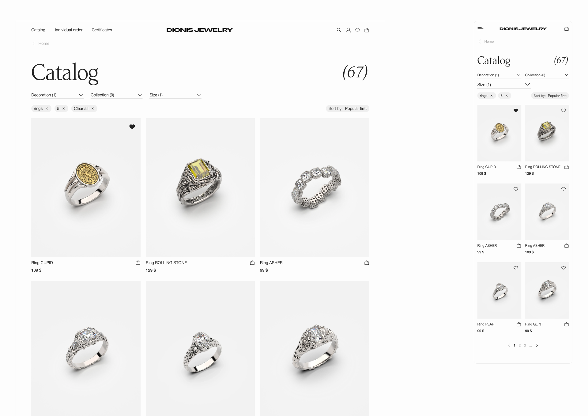 DIONIS JEWELRY — Изображение №9 — Интерфейсы на Dprofile