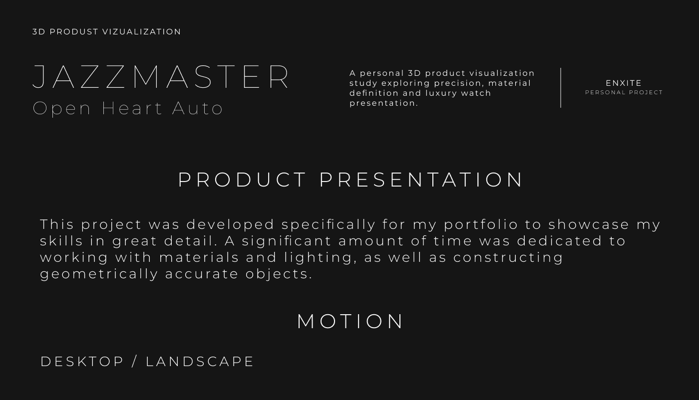 HAMILTON JAZZMASTER | 3D PROJECT VISUALIZATION — Изображение №1 — 3D, Анимация на Dprofile