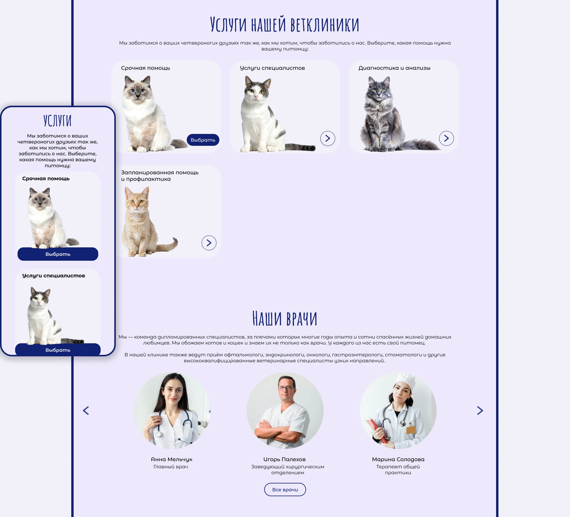 Cat Doctor | Veterinary Clinic Website | UI/UX Design — Изображение №9 — Интерфейсы на Dprofile