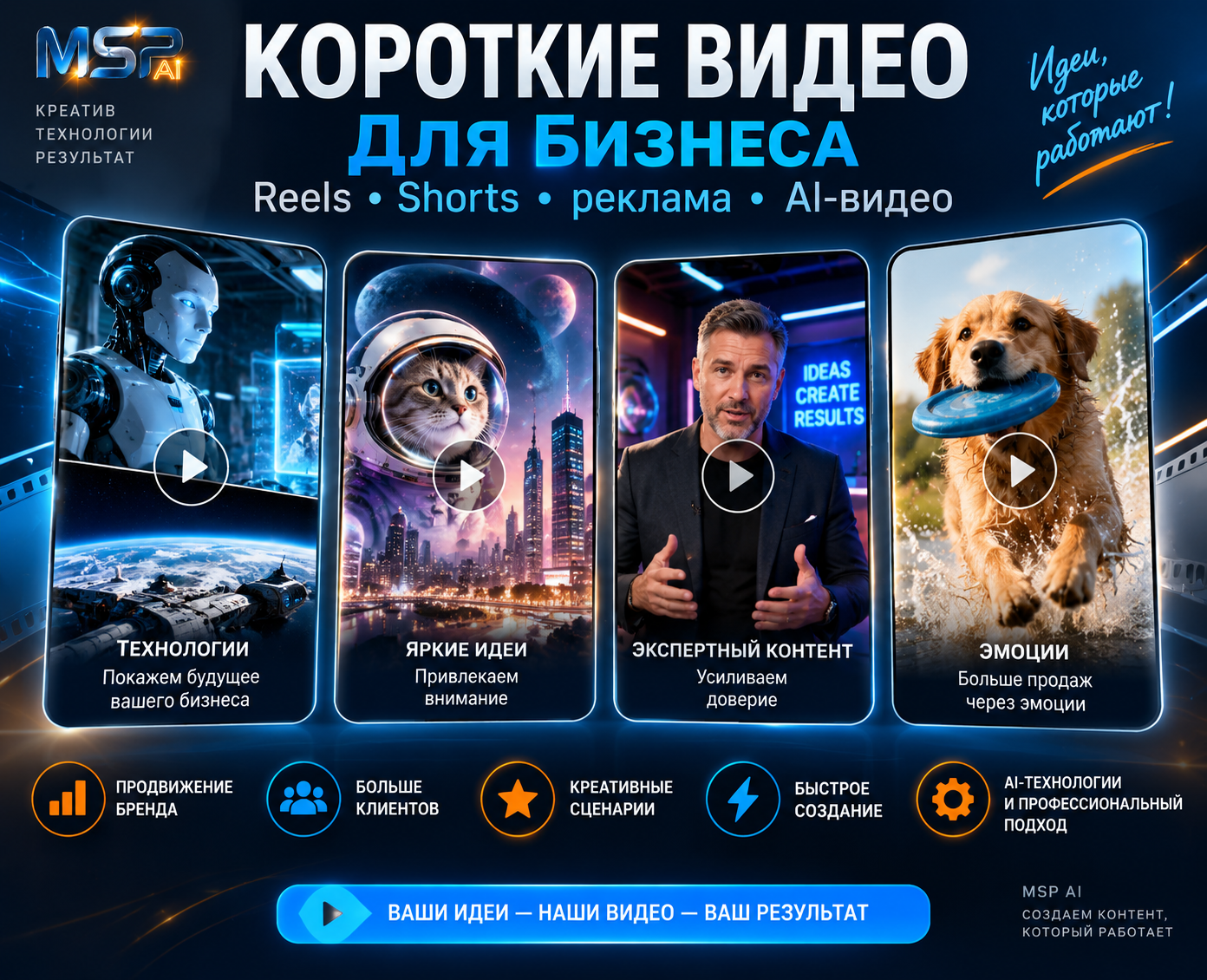 Короткие видео для бизнеса — Reels, Shorts и AI-видео — Изображение №1 — Анимация, Нейро на Dprofile