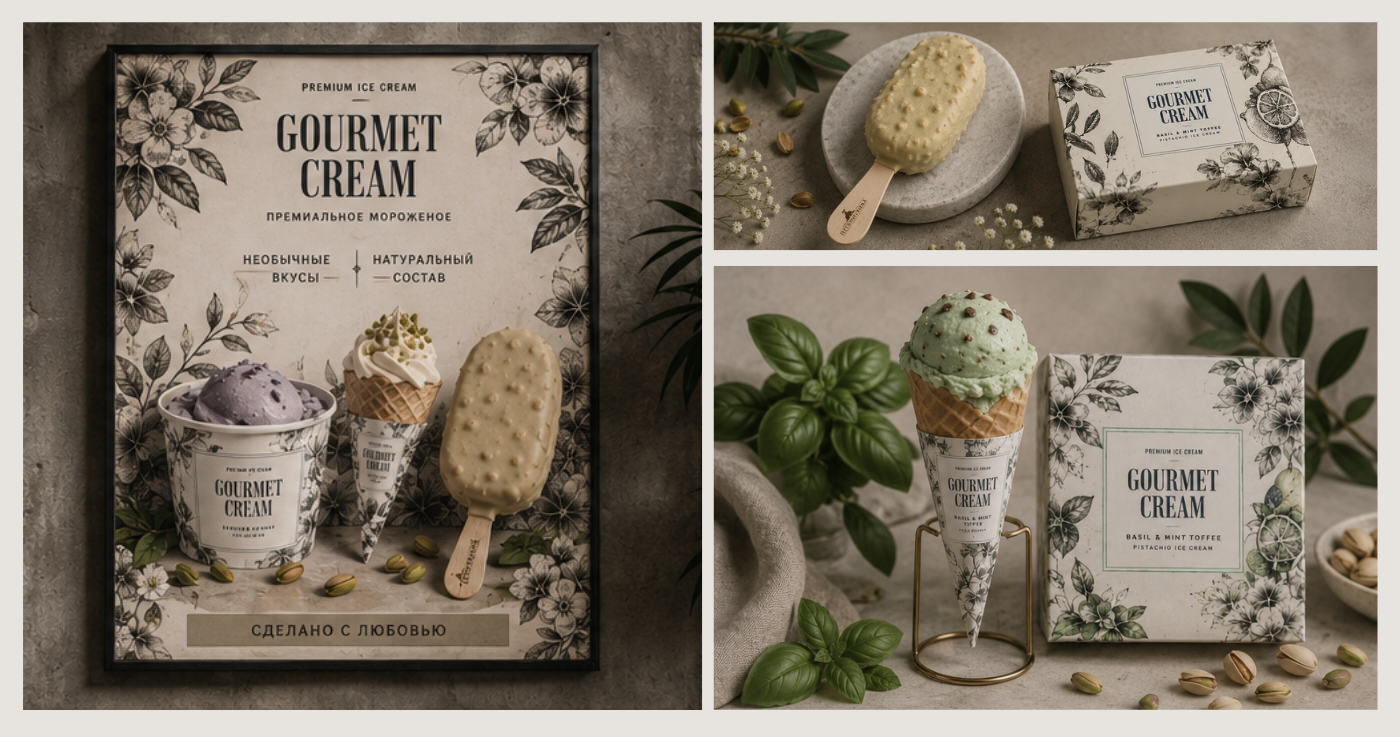 Gourmet Cream - премиальная упаковка мороженого — Изображение №8 — Брендинг, Промдизайн на Dprofile