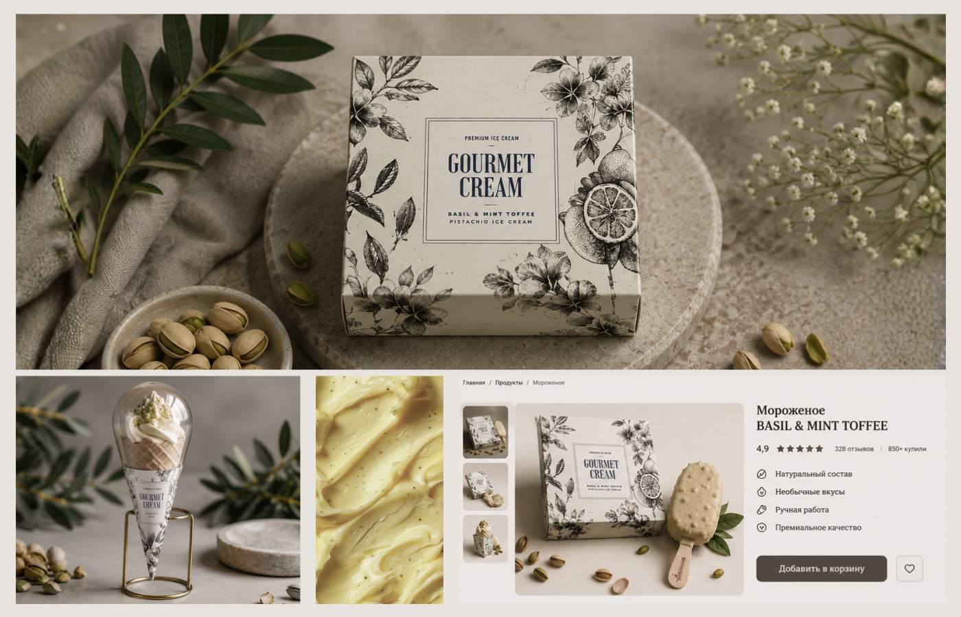 Gourmet Cream - премиальная упаковка мороженого — Изображение №10 — Брендинг, Промдизайн на Dprofile
