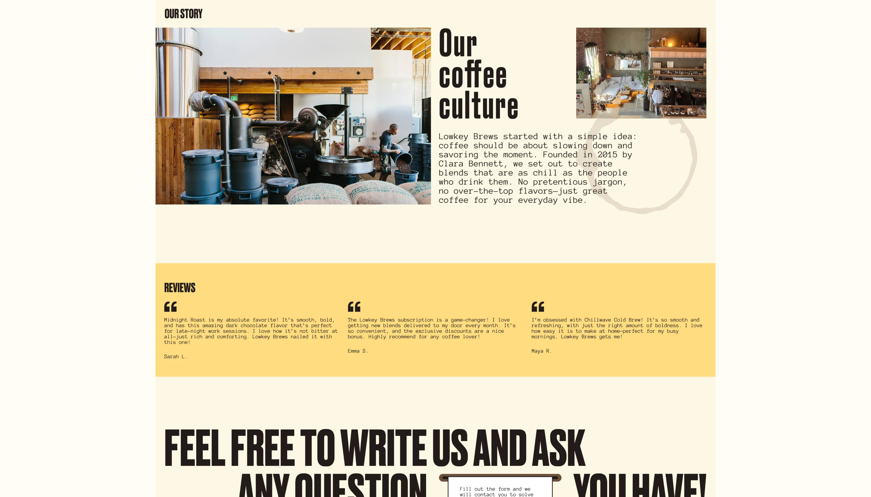 Lowkey Brews — Coffee Roastery — Изображение №5 — Интерфейсы, Брендинг на Dprofile
