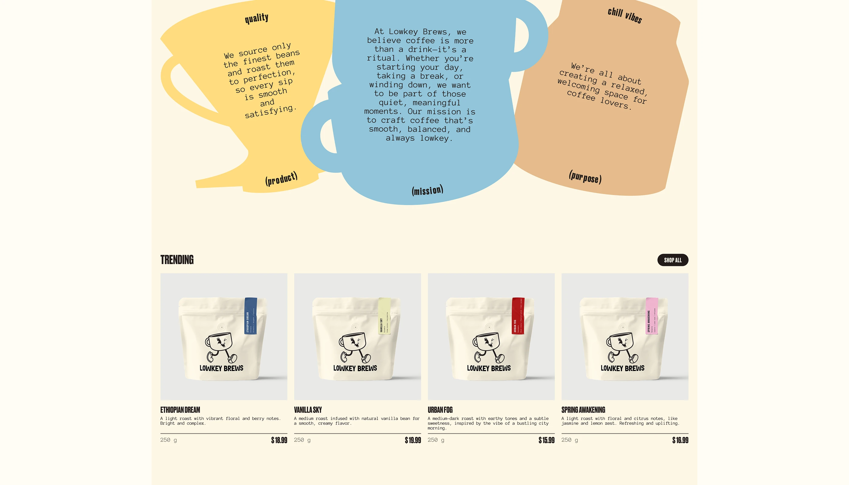 Lowkey Brews — Coffee Roastery — Изображение №4 — Интерфейсы, Брендинг на Dprofile